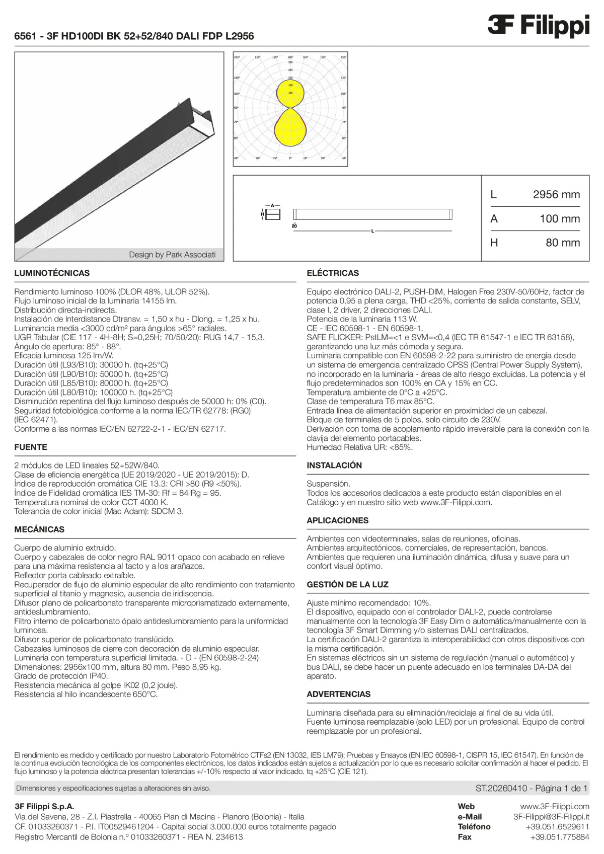 6561 - 3F HD100DI BK 52+52-840 DALI FDP L2956 - Datasheet - es