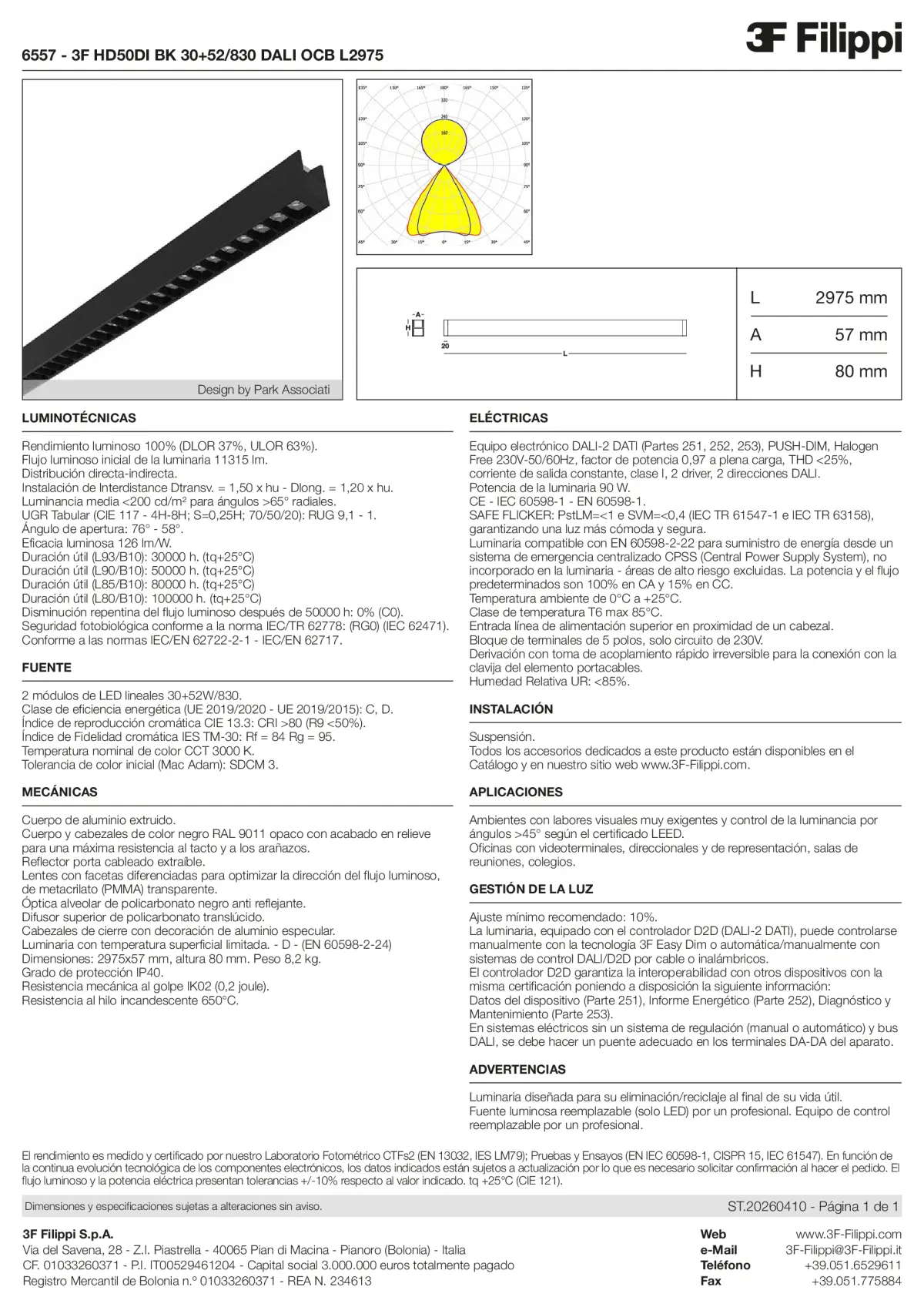 6557 - 3F HD50DI BK 30+52-830 DALI OCB L2975 - Datasheet - es