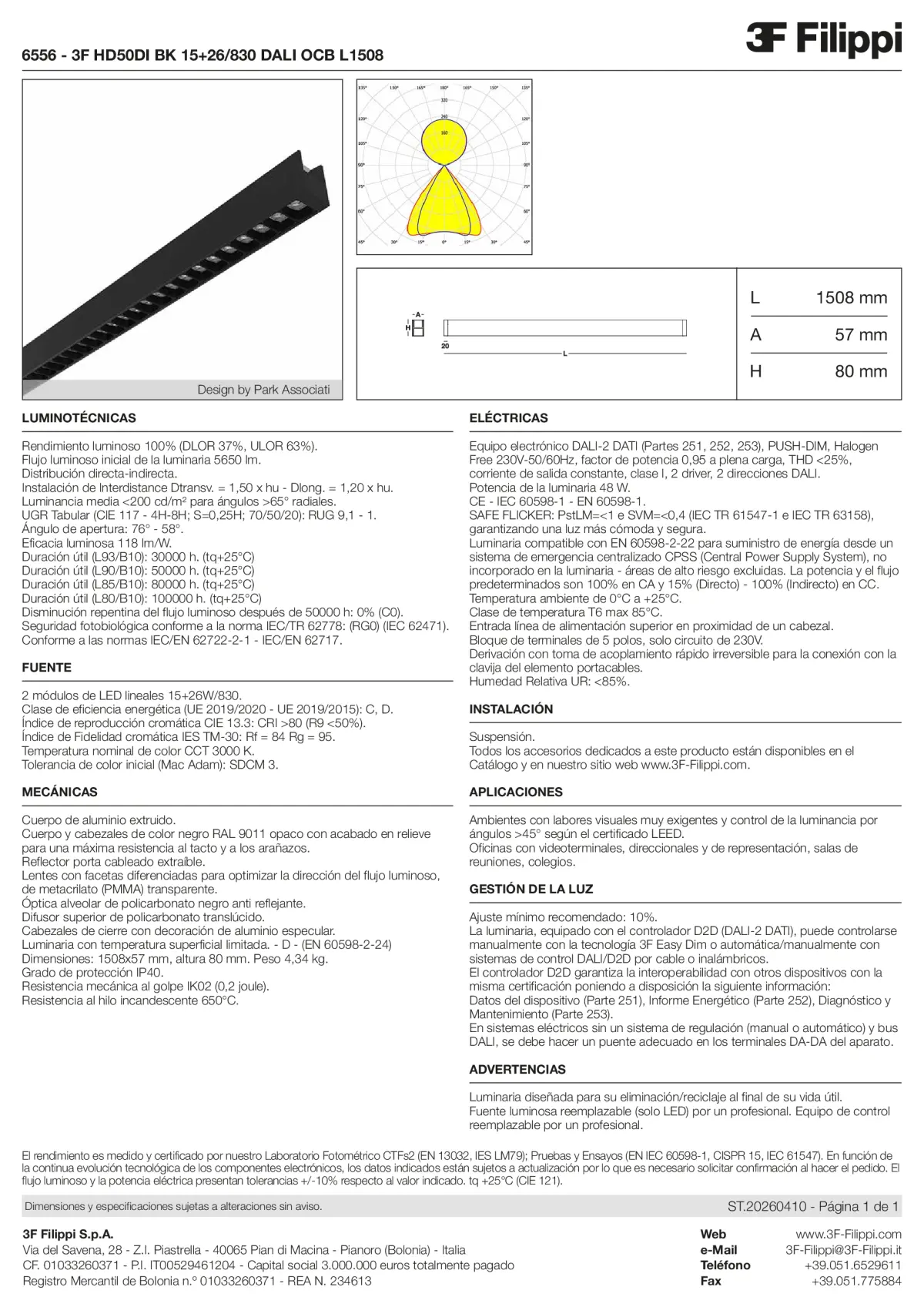 6556 - 3F HD50DI BK 15+26-830 DALI OCB L1508 - Datasheet - es