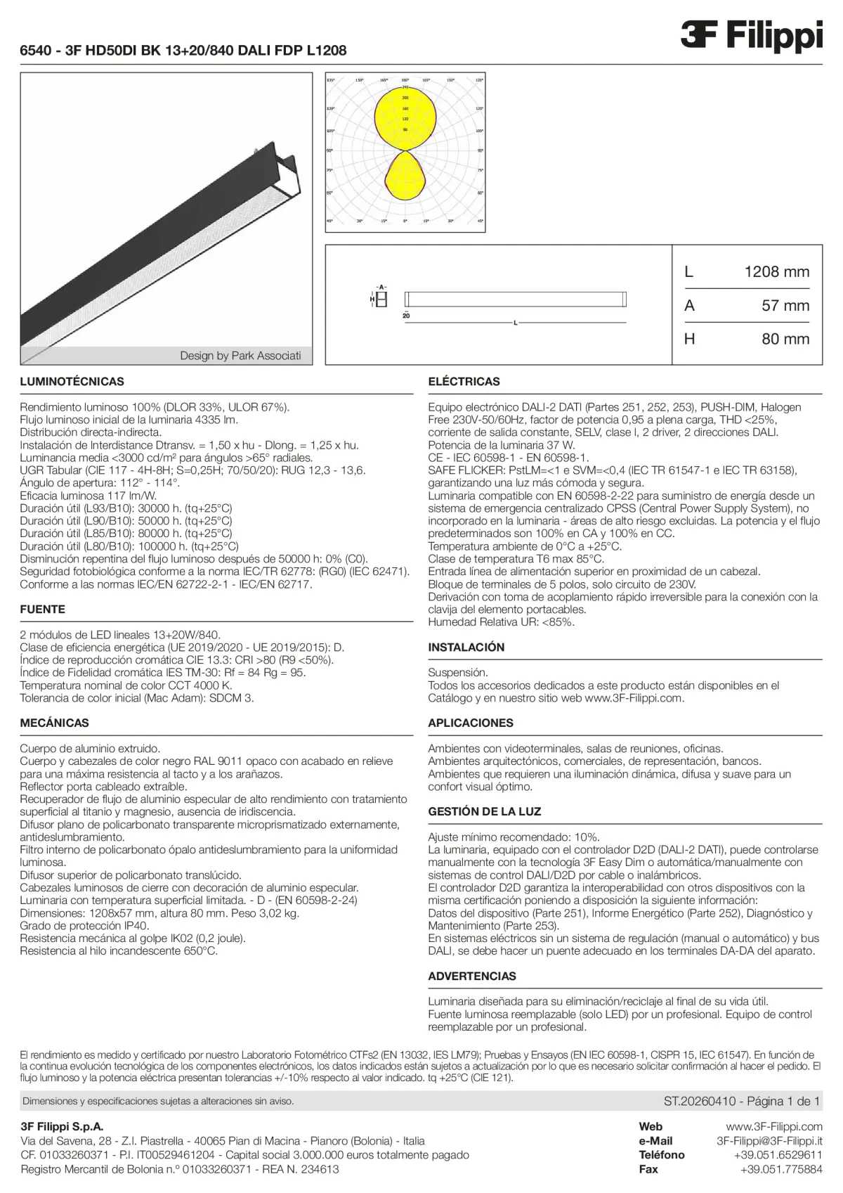 6540 - 3F HD50DI BK 13+20-840 DALI FDP L1208 - Datasheet - es