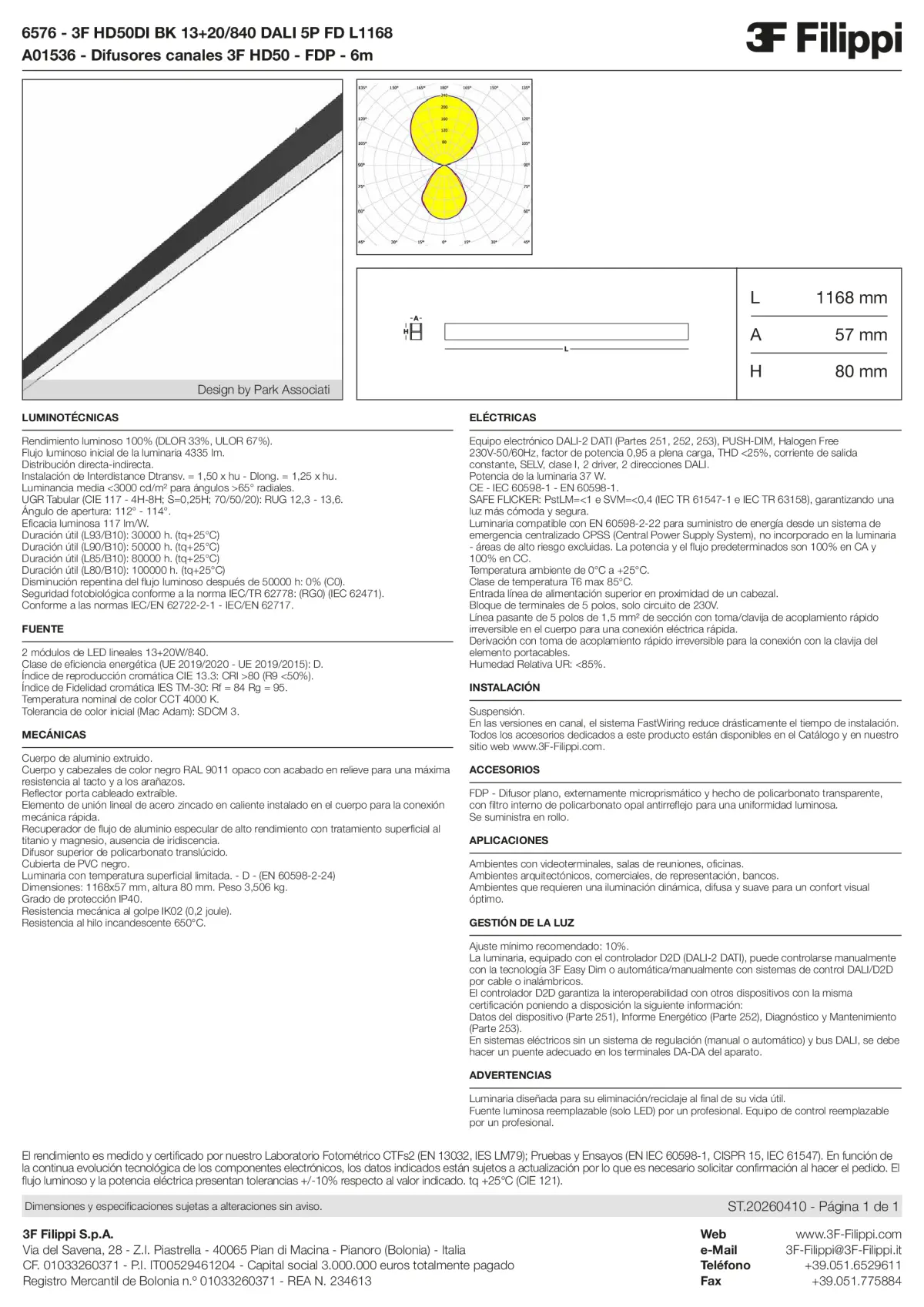 6576+A01536 - 3F HD50DI BK 13+20-840 DALI 5P FD L1168 + FDP - Datasheet - es
