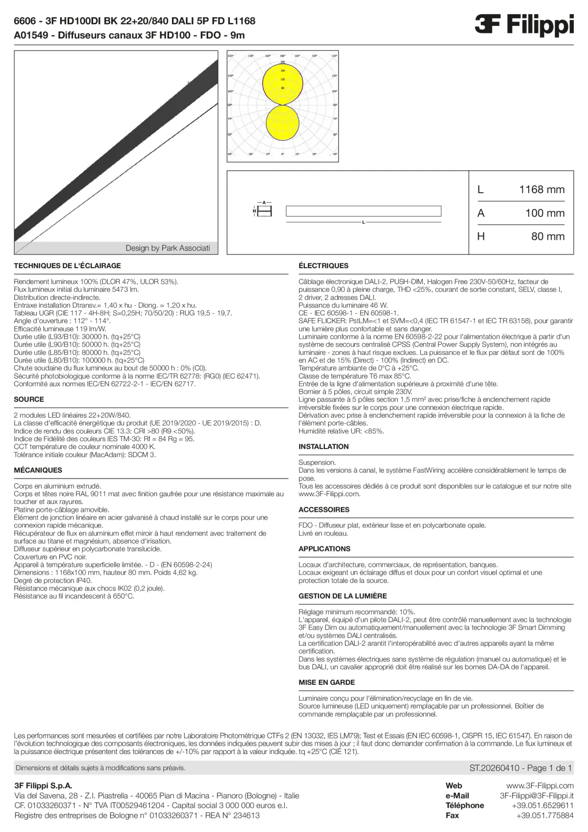 6606+A01549 - 3F HD100DI BK 22+20-840 DALI 5P FD L1168 + FDO - Datasheet - fr
