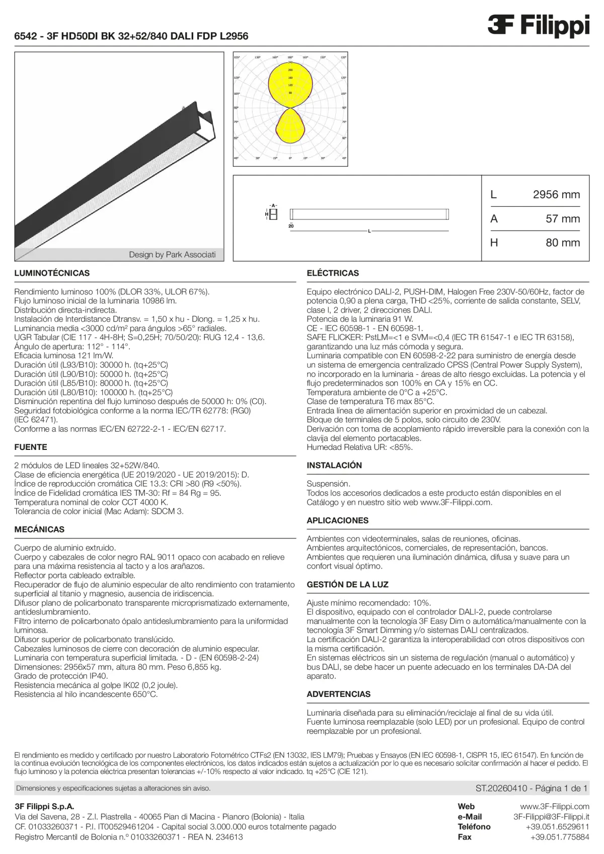 6542 - 3F HD50DI BK 32+52-840 DALI FDP L2956 - Datasheet - es