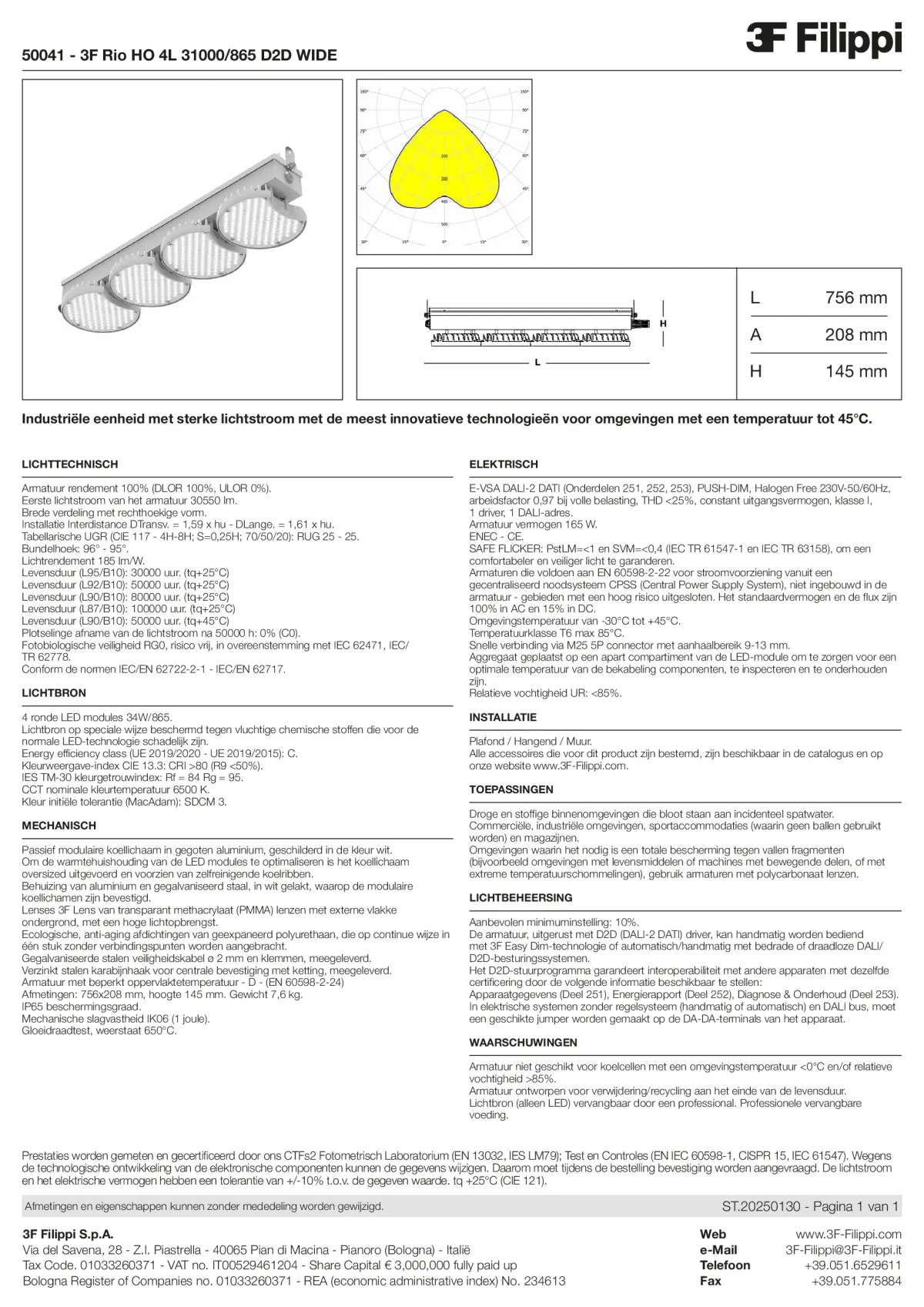 50041 - 3F Rio HO 4L 31000-865 D2D WIDE - Datasheet - nl