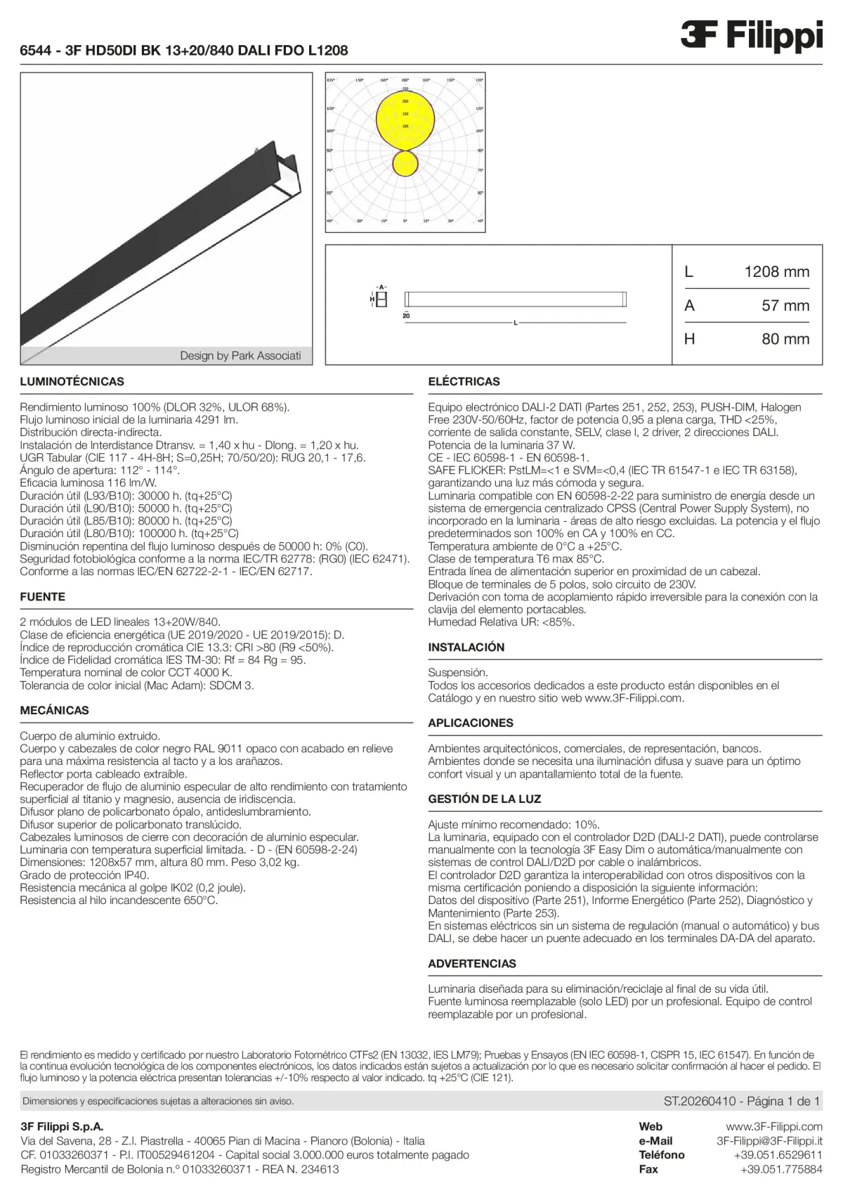 6544 - 3F HD50DI BK 13+20-840 DALI FDO L1208 - Datasheet - es