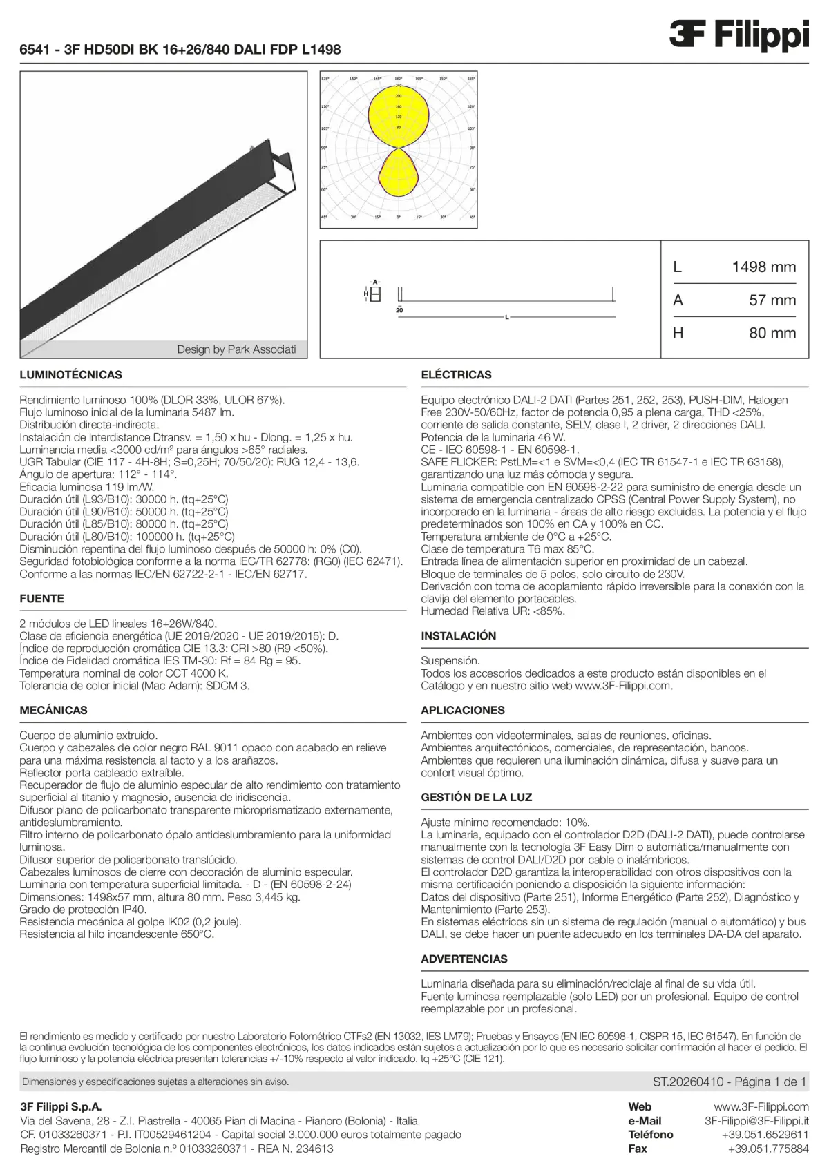 6541 - 3F HD50DI BK 16+26-840 DALI FDP L1498 - Datasheet - es