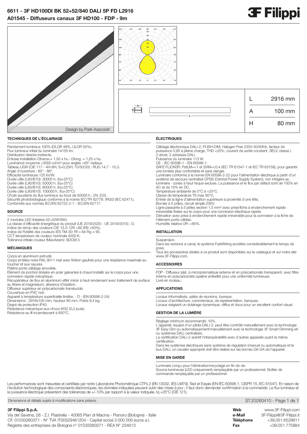 6611+A01545 - 3F HD100DI BK 52+52-840 DALI 5P FD L2916 + FDP - Datasheet - fr