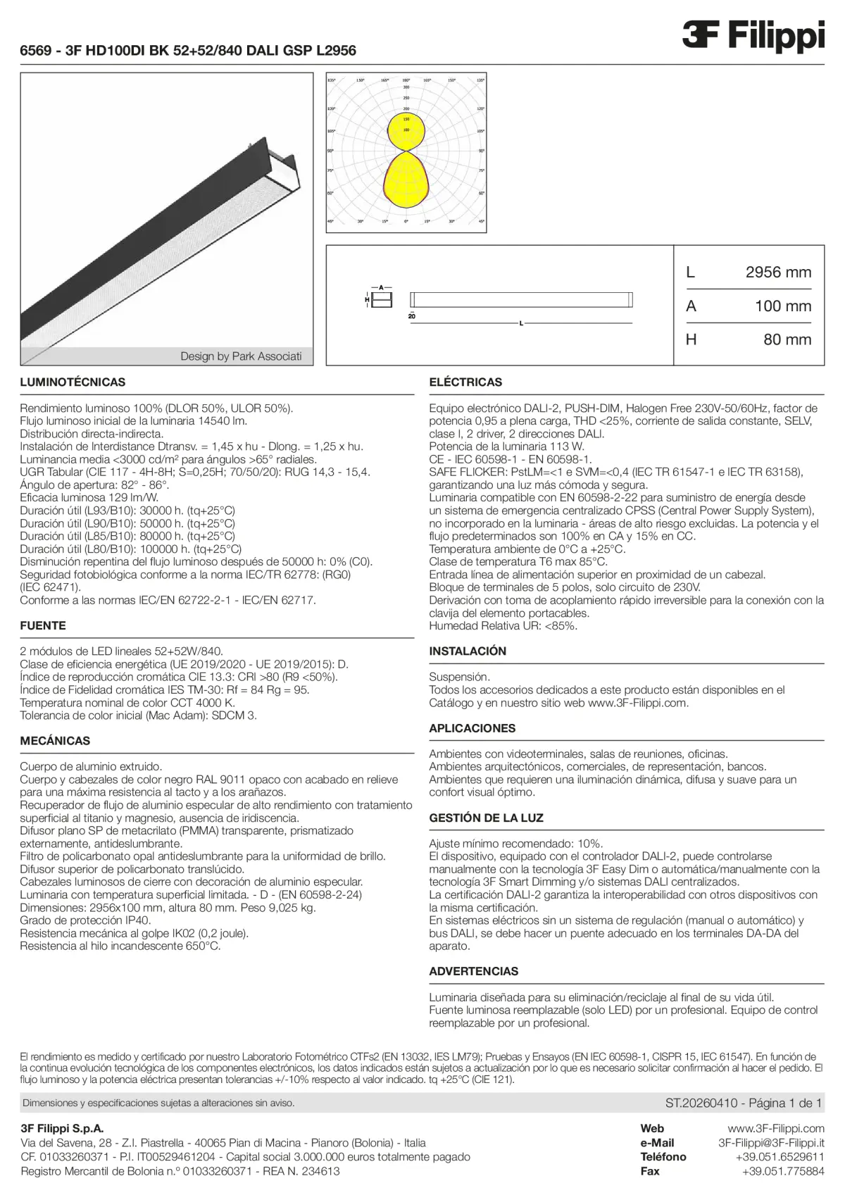 6569 - 3F HD100DI BK 52+52-840 DALI GSP L2956 - Datasheet - es