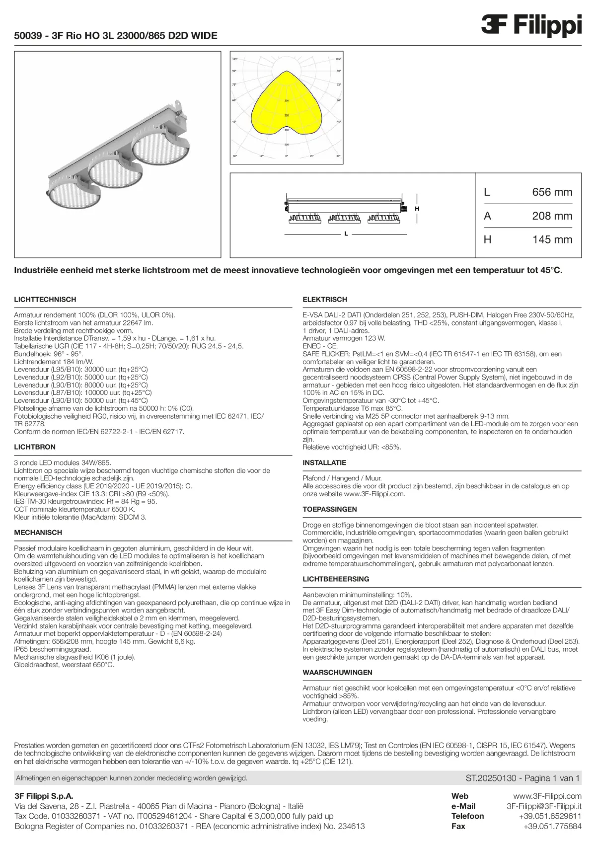50039 - 3F Rio HO 3L 23000-865 D2D WIDE - Datasheet - nl
