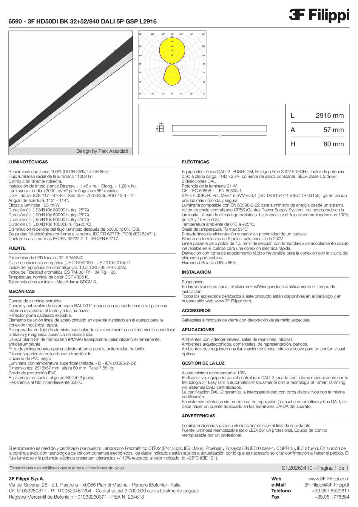 6590 - 3F HD50DI BK 32+52-840 DALI 5P GSP L2916 - Datasheet - es