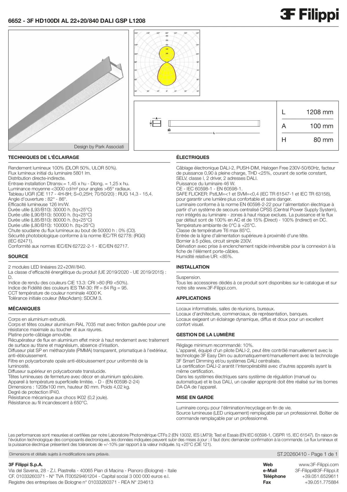 6652 - 3F HD100DI AL 22+20-840 DALI GSP L1208 - Datasheet - fr