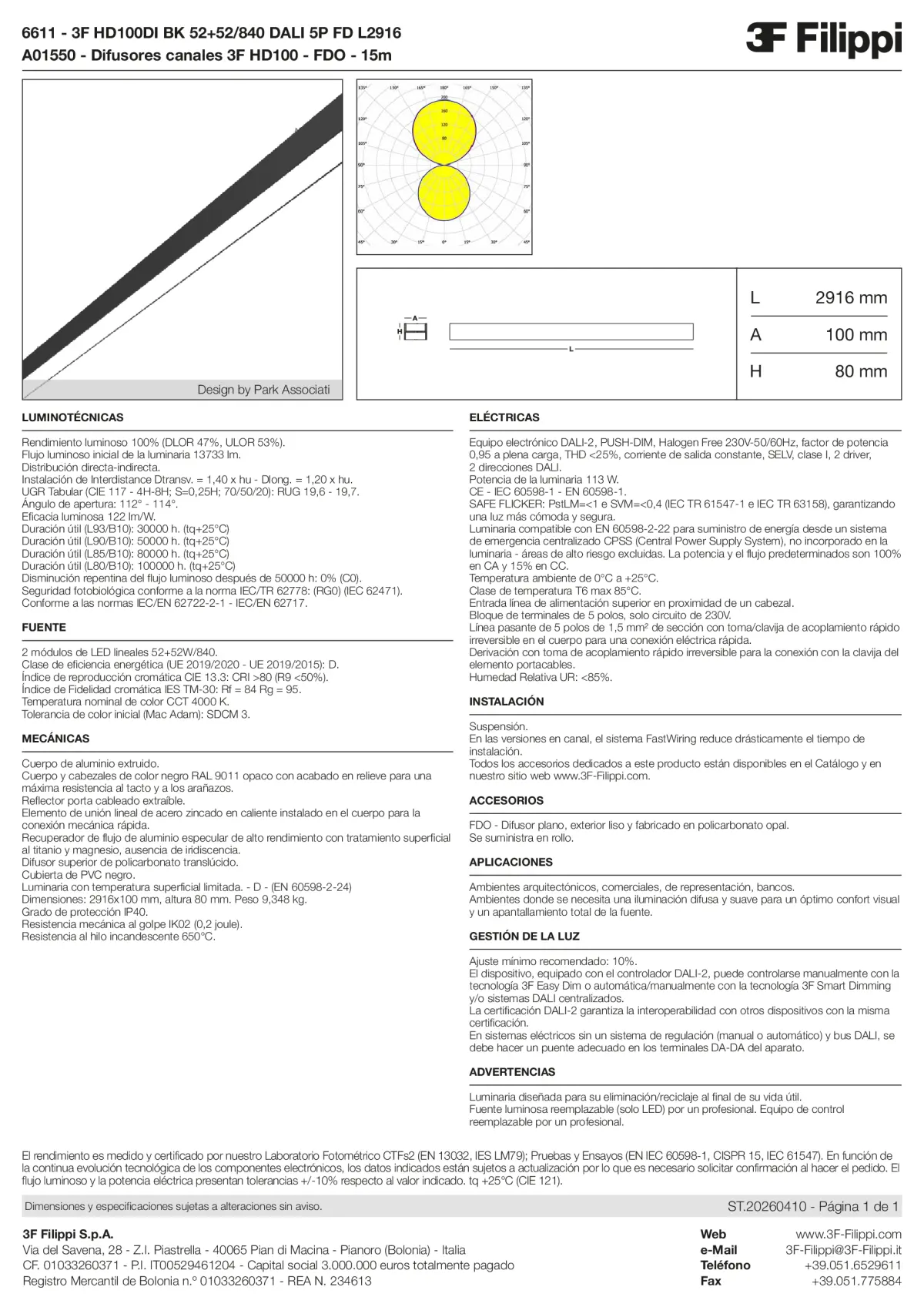 6611+A01550 - 3F HD100DI BK 52+52-840 DALI 5P FD L2916 + FDO - Datasheet - es