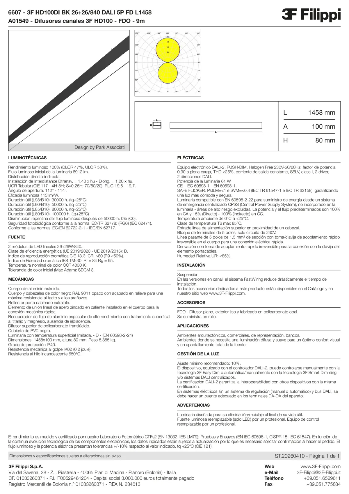 6607+A01549 - 3F HD100DI BK 26+26-840 DALI 5P FD L1458 + FDO - Datasheet - es