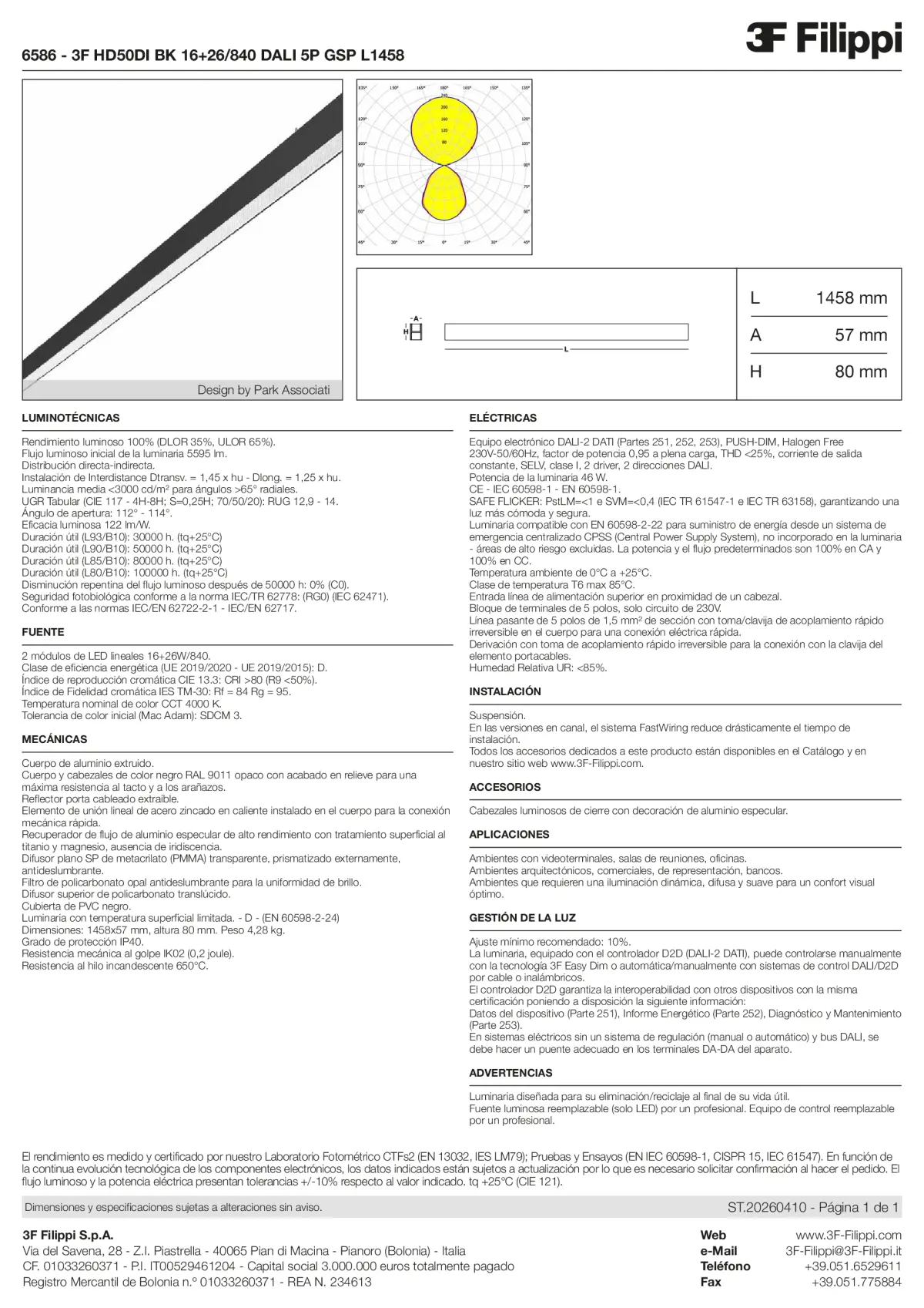 6586 - 3F HD50DI BK 16+26-840 DALI 5P GSP L1458 - Datasheet - es