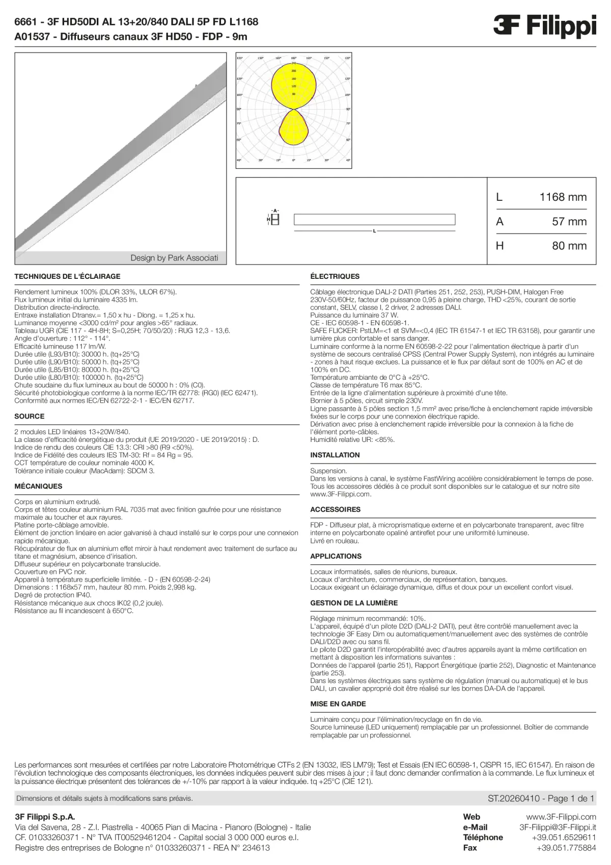 6661+A01537 - 3F HD50DI AL 13+20-840 DALI 5P FD L1168 + FDP - Datasheet - fr