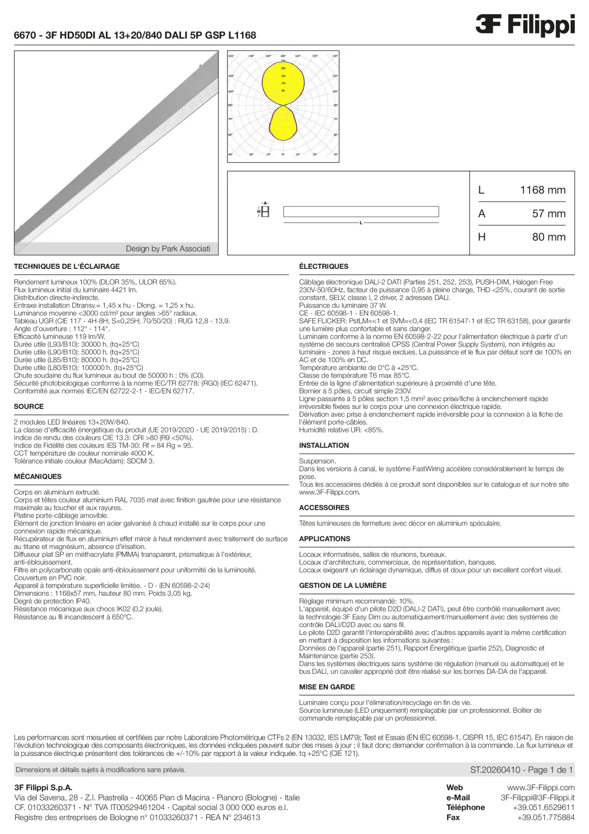 6670 - 3F HD50DI AL 13+20-840 DALI 5P GSP L1168 - Datasheet - fr