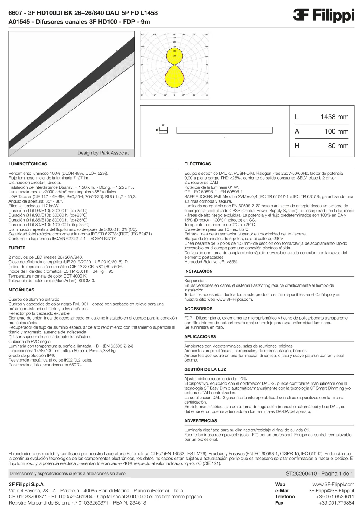 6607+A01545 - 3F HD100DI BK 26+26-840 DALI 5P FD L1458 + FDP - Datasheet - es