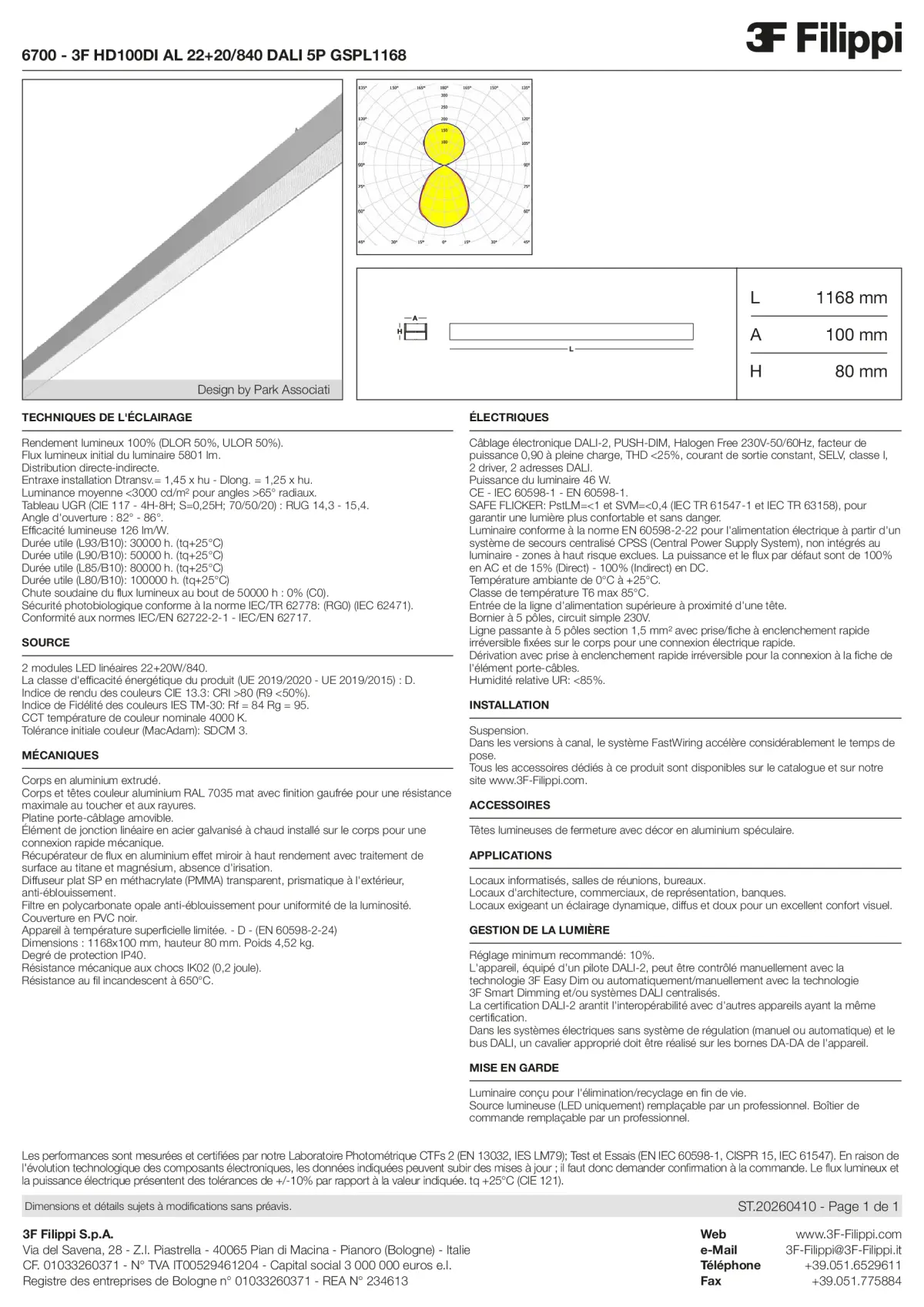 6700 - 3F HD100DI AL 22+20-840 DALI 5P GSPL1168 - Datasheet - fr