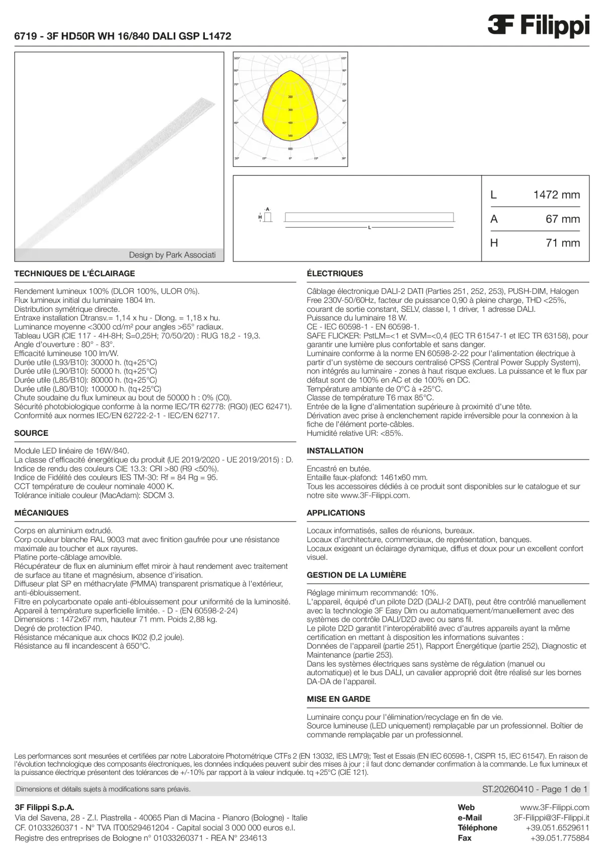 6719 - 3F HD50R WH 16-840 DALI GSP L1472 - Datasheet - fr