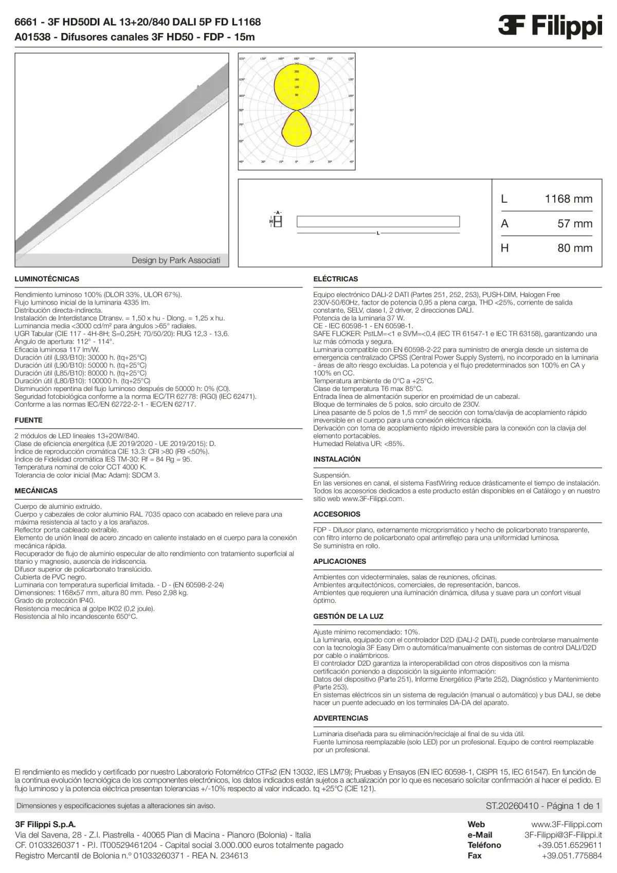 6661+A01538 - 3F HD50DI AL 13+20-840 DALI 5P FD L1168 + FDP - Datasheet - es