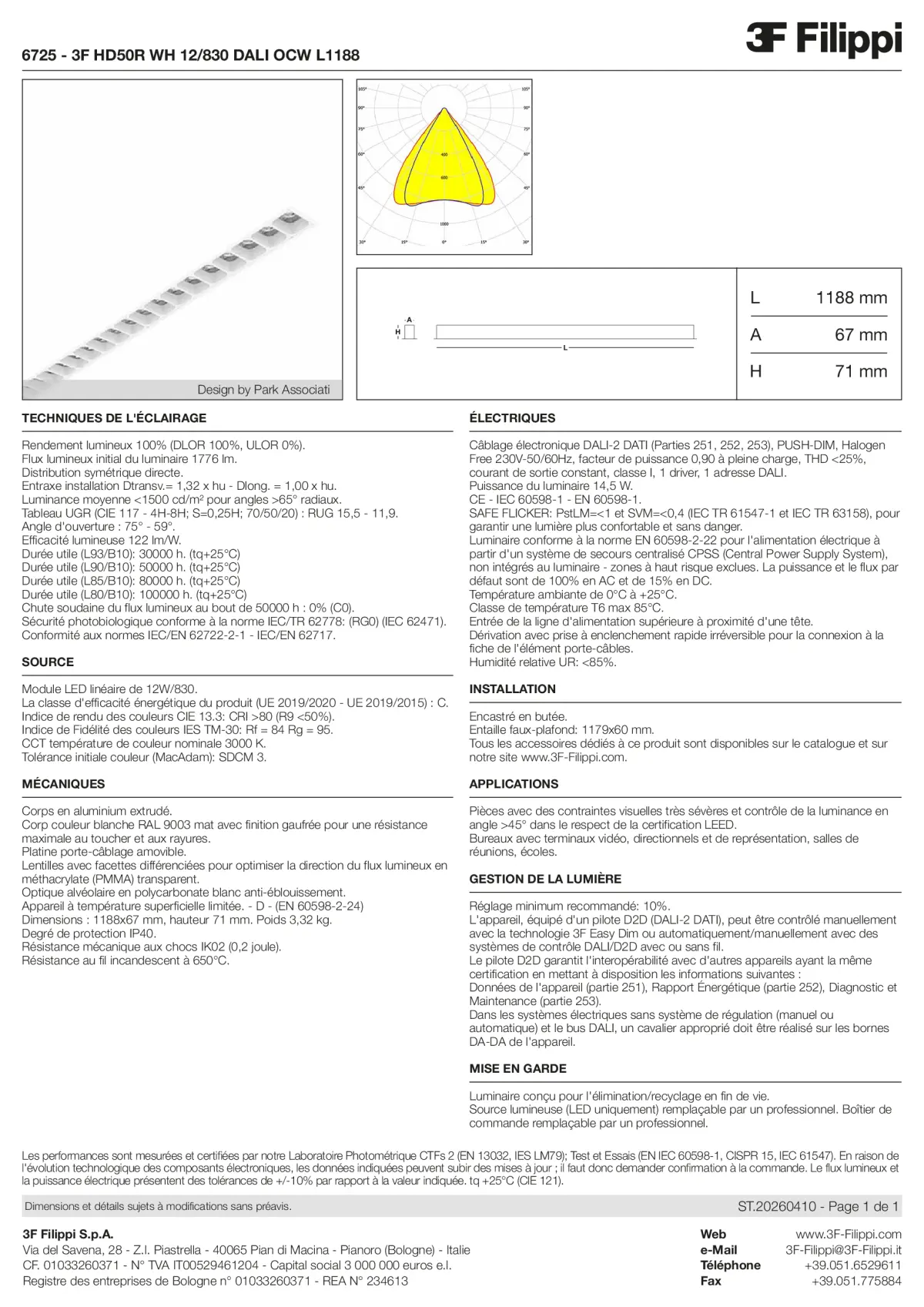 6725 - 3F HD50R WH 12-830 DALI OCW L1188 - Datasheet - fr