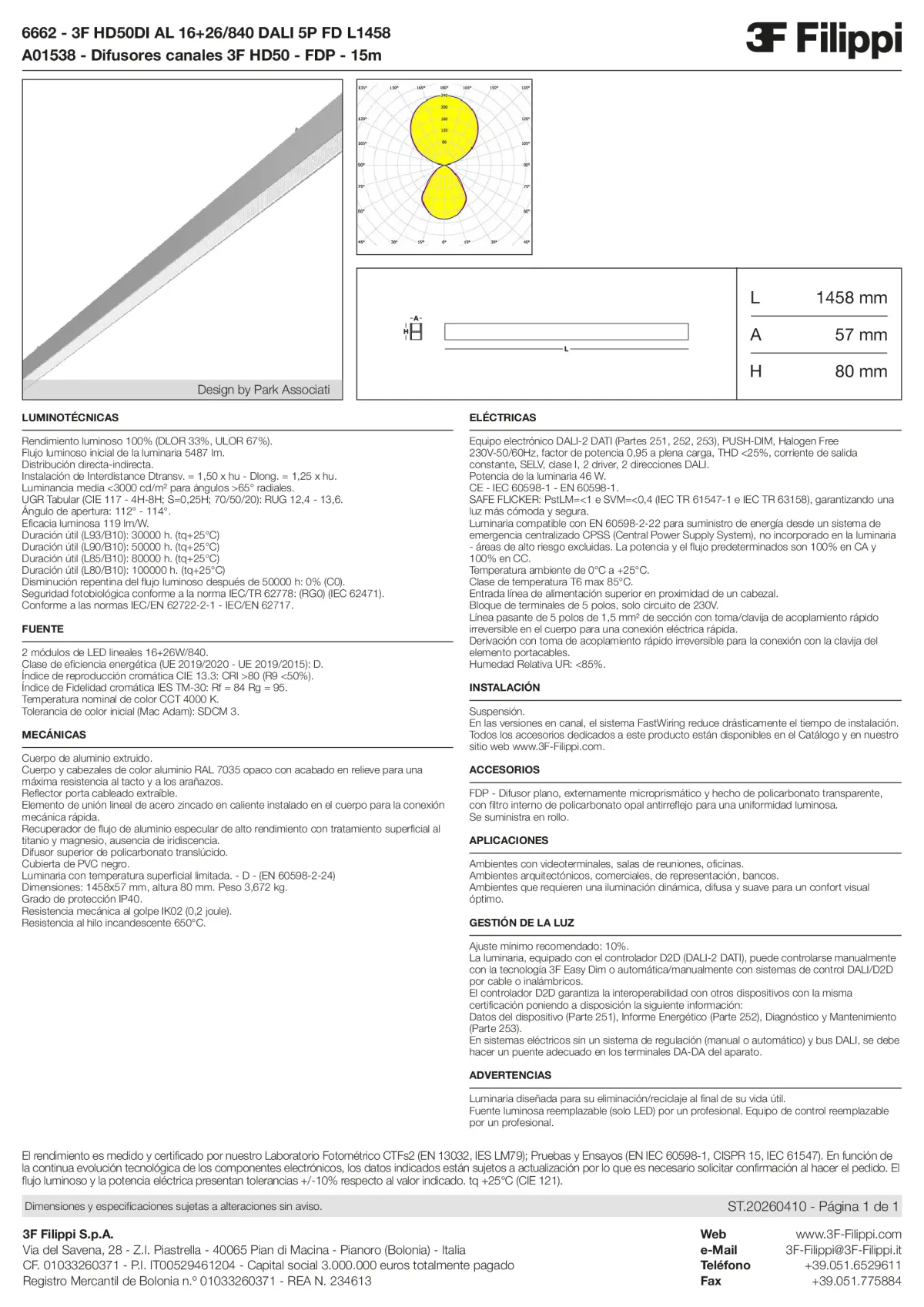 6662+A01538 - 3F HD50DI AL 16+26-840 DALI 5P FD L1458 + FDP - Datasheet - es