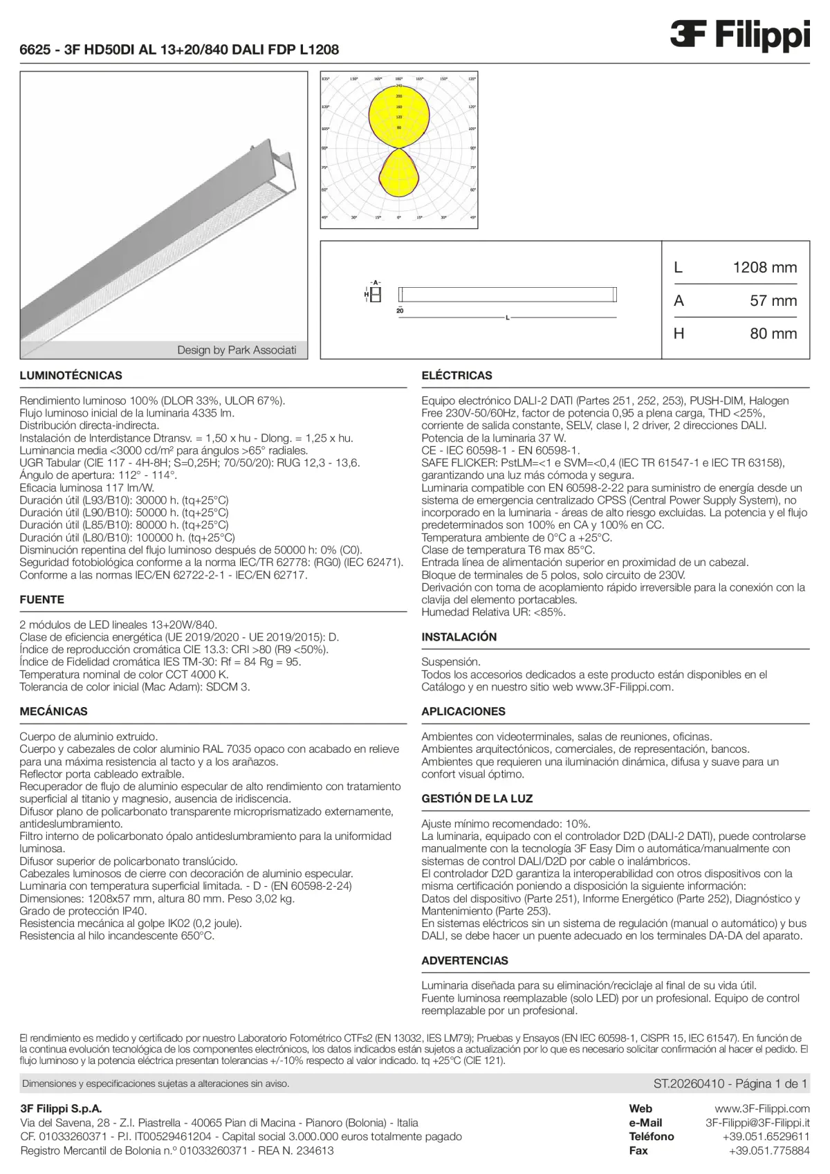 6625 - 3F HD50DI AL 13+20-840 DALI FDP L1208 - Datasheet - es