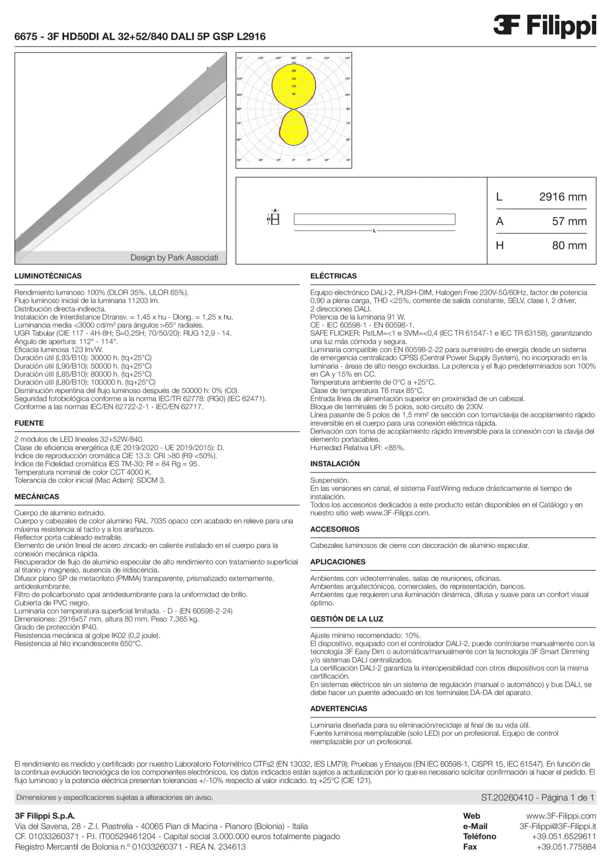 6675 - 3F HD50DI AL 32+52-840 DALI 5P GSP L2916 - Datasheet - es