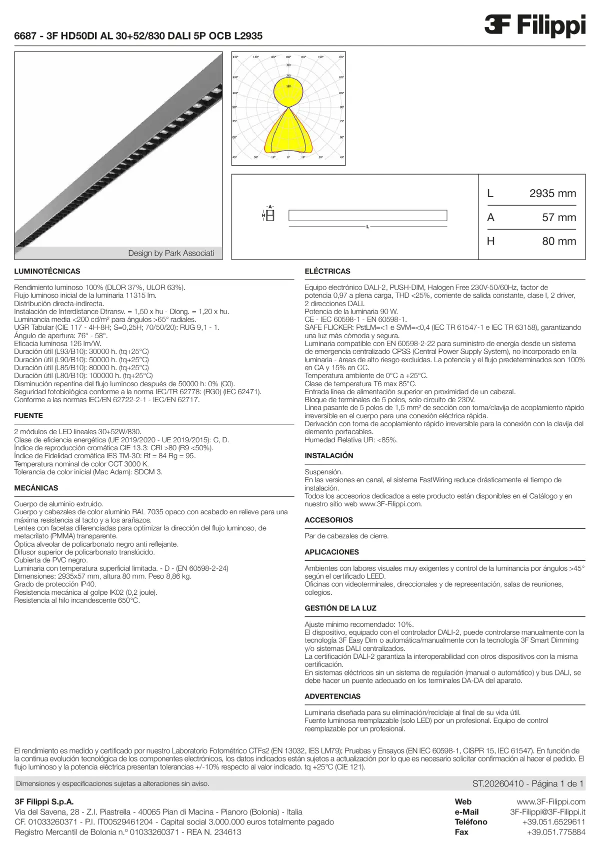 6687 - 3F HD50DI AL 30+52-830 DALI 5P OCB L2935 - Datasheet - es