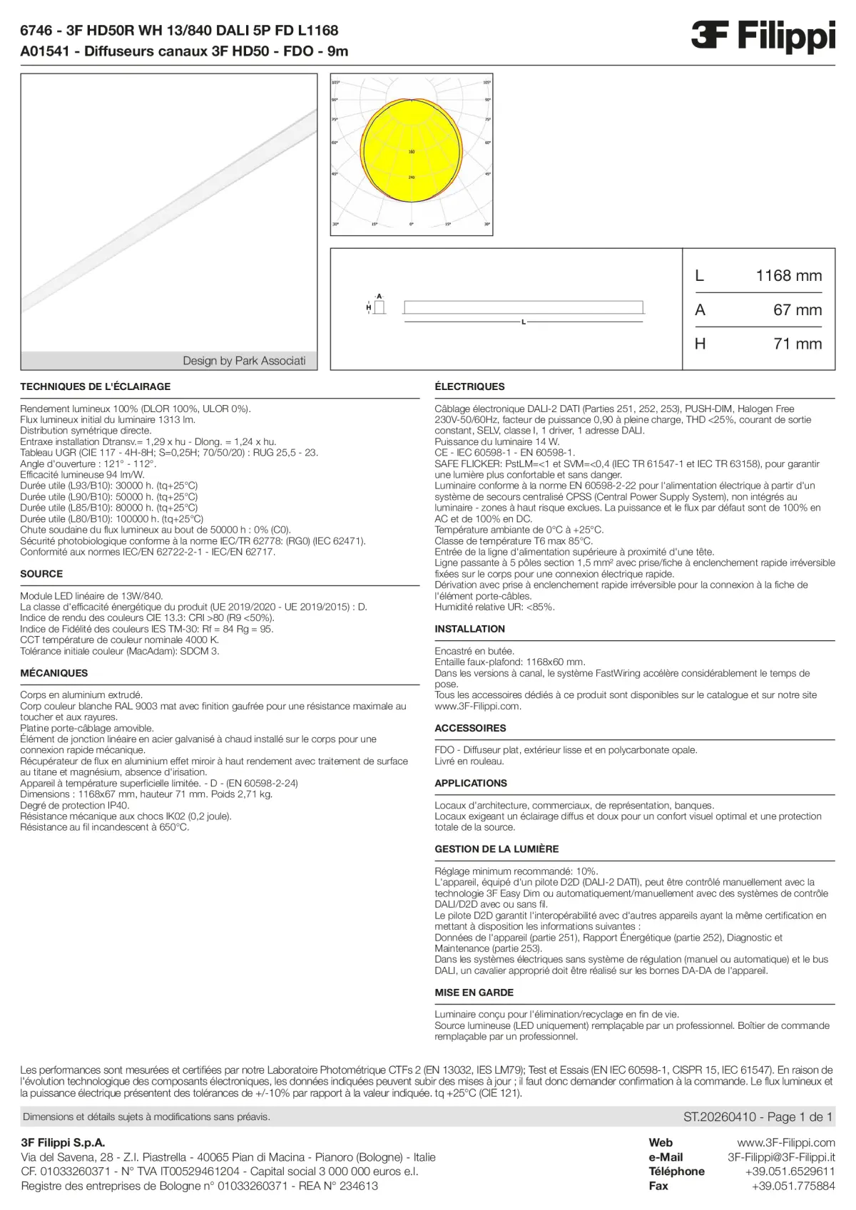 6746+A01541 - 3F HD50R WH 13-840 DALI 5P FD L1168 + FDO - Datasheet - fr
