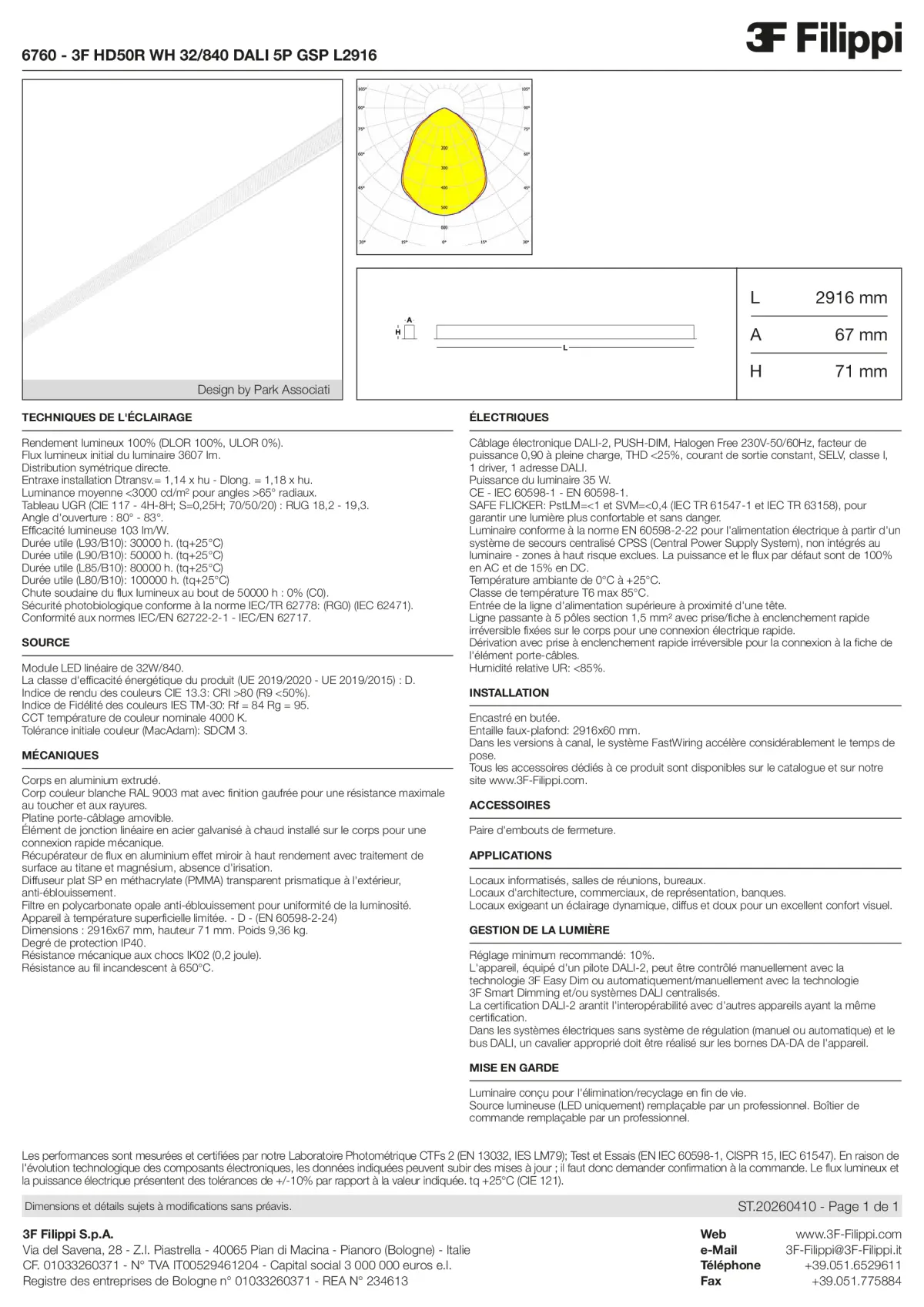 6760 - 3F HD50R WH 32-840 DALI 5P GSP L2916 - Datasheet - fr