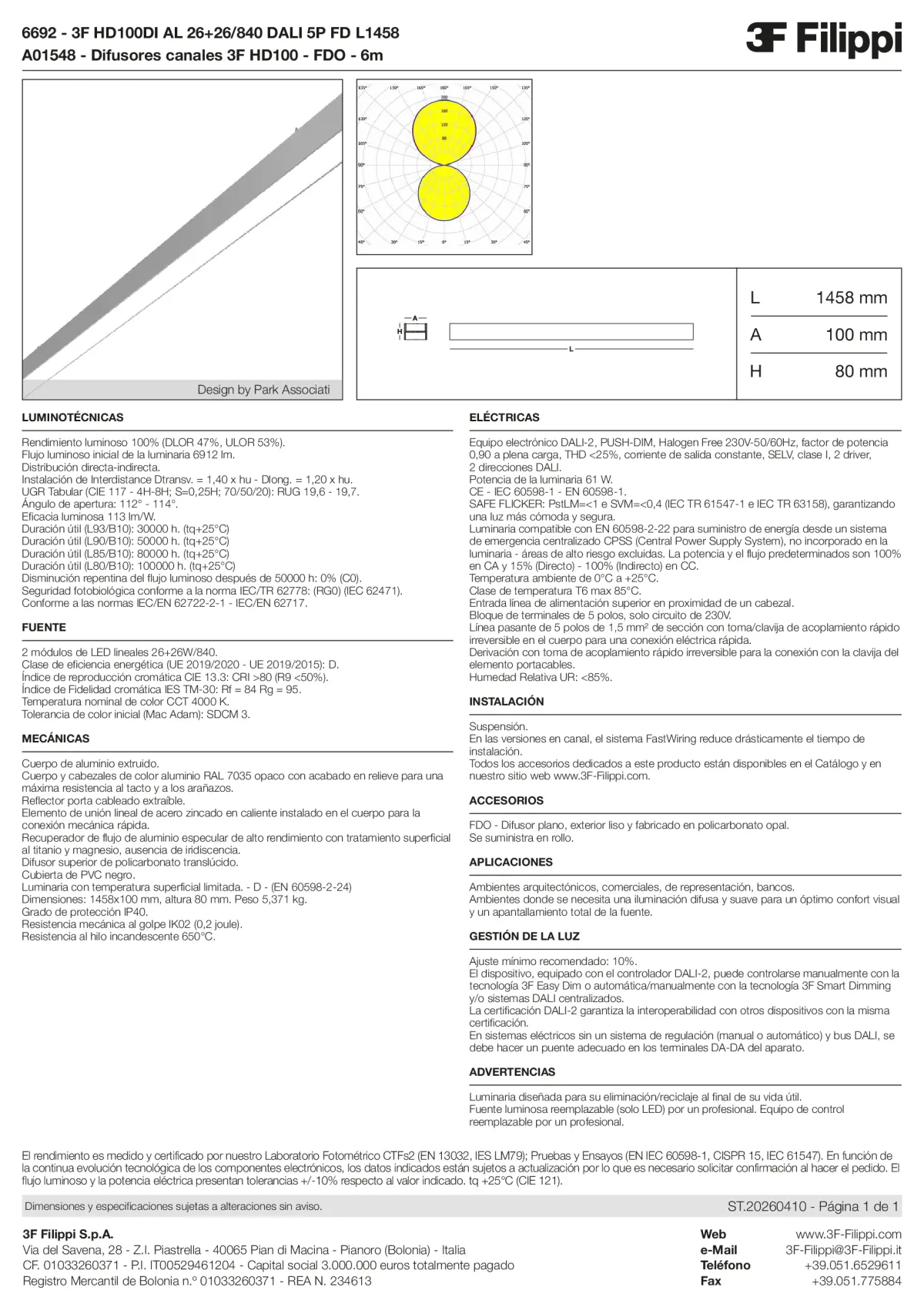 6692+A01548 - 3F HD100DI AL 26+26-840 DALI 5P FD L1458 + FDO - Datasheet - es