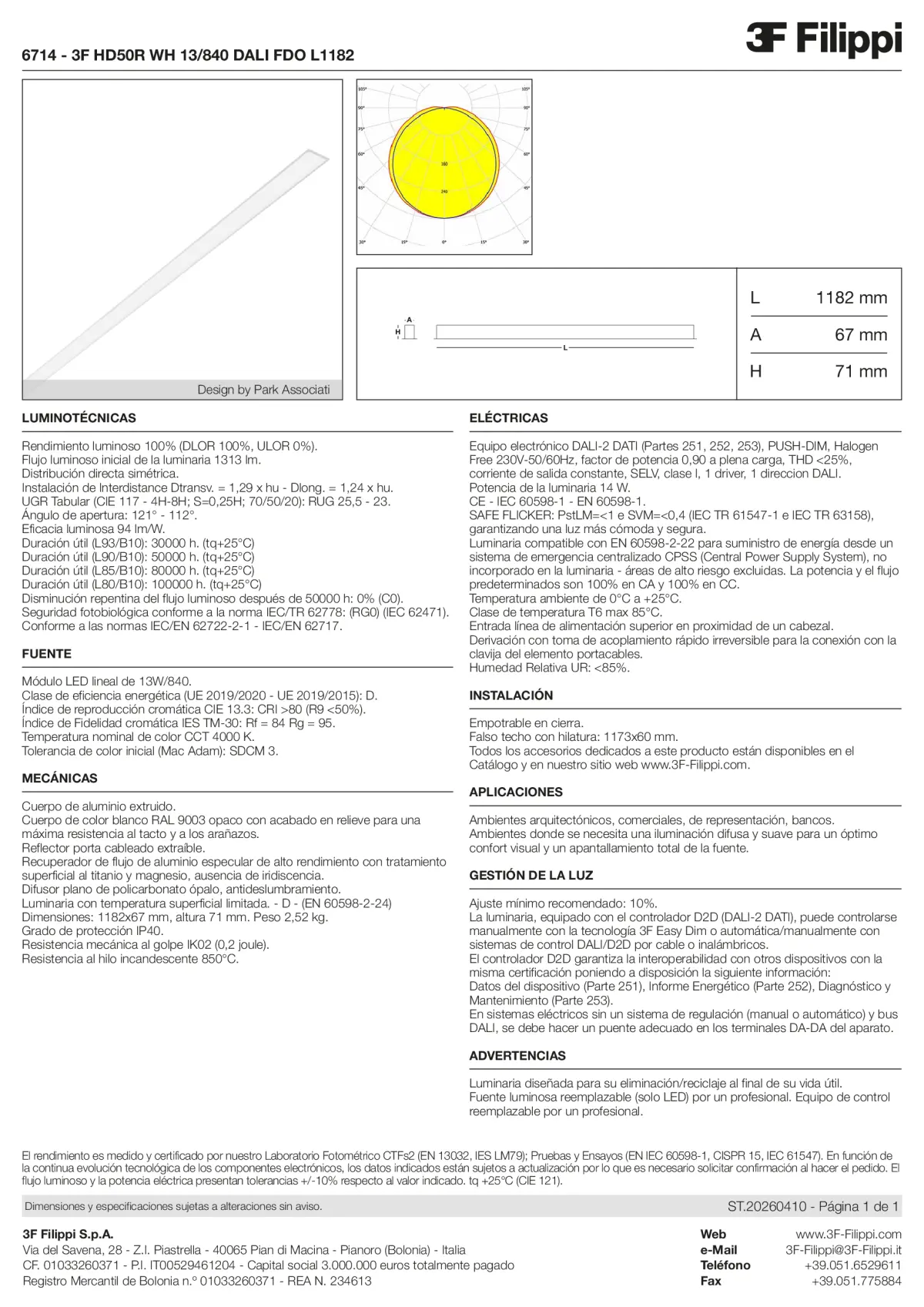 6714 - 3F HD50R WH 13-840 DALI FDO L1182 - Datasheet - es