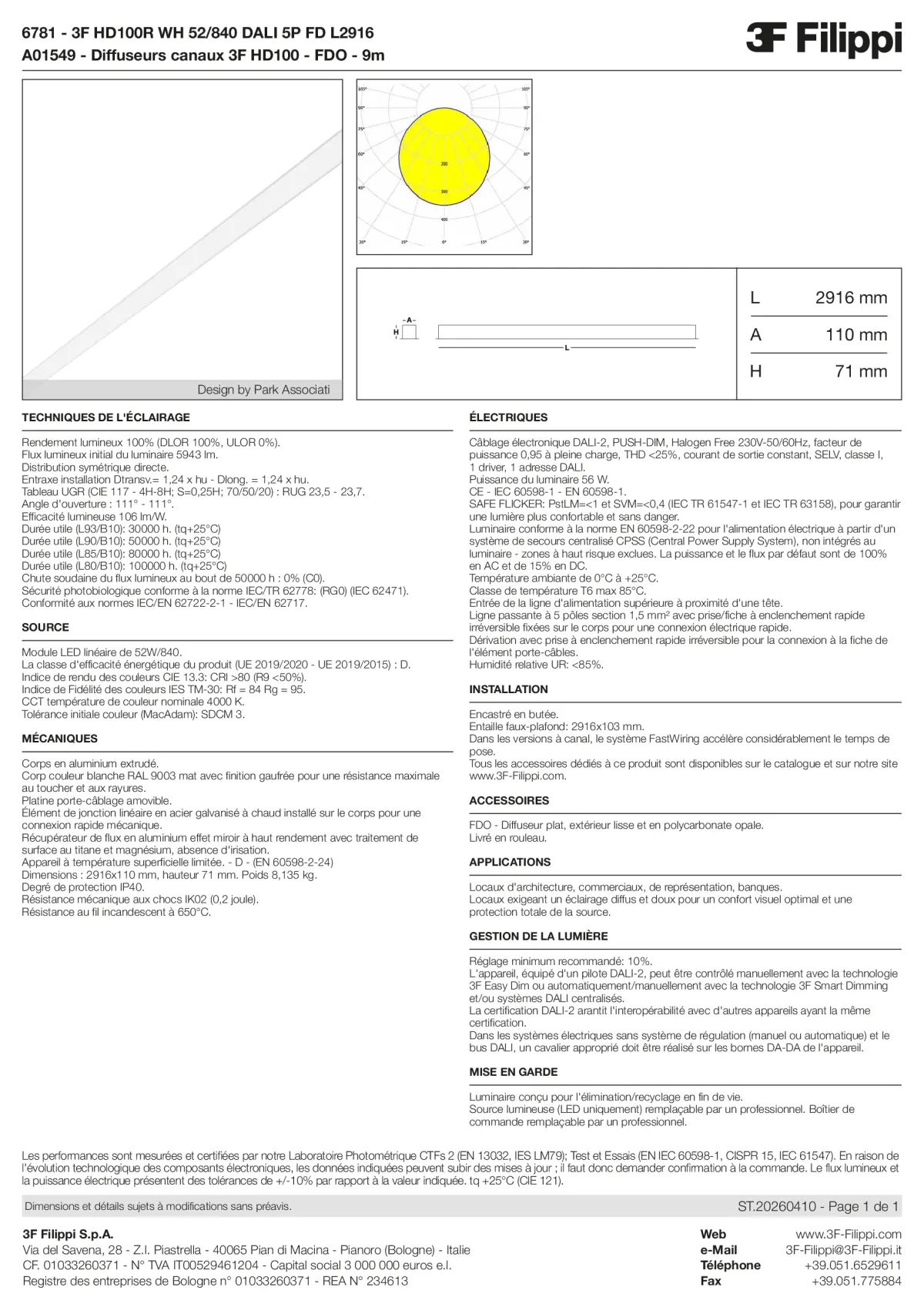 6781+A01549 - 3F HD100R WH 52-840 DALI 5P FD L2916 + FDO - Datasheet - fr