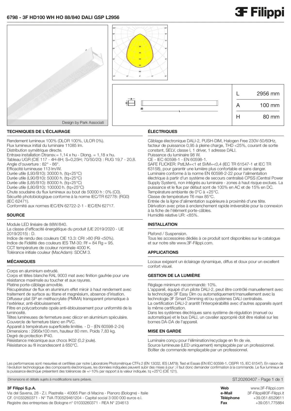 6798 - 3F HD100 WH HO 88-840 DALI GSP L2956 - Datasheet - fr