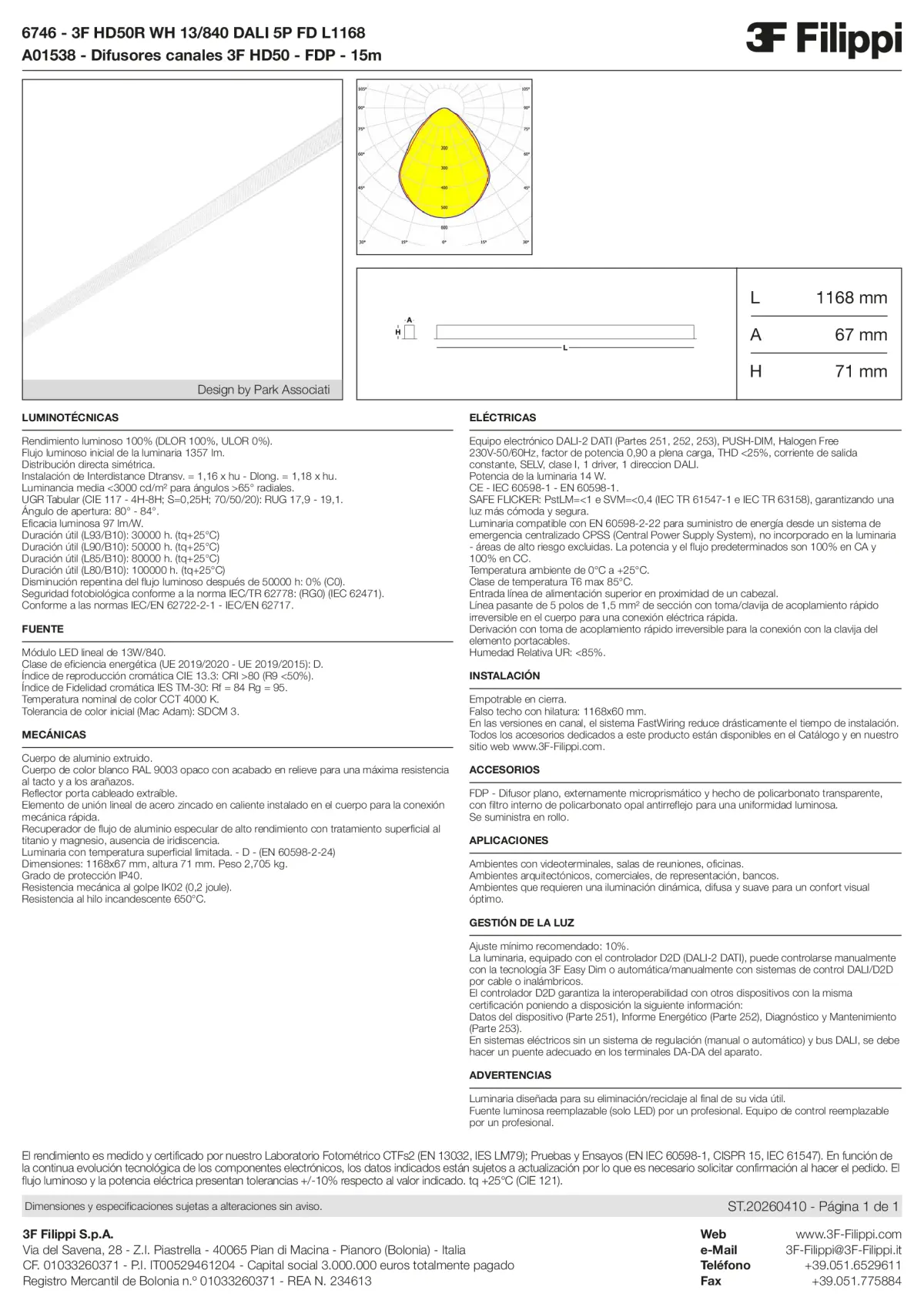 6746+A01538 - 3F HD50R WH 13-840 DALI 5P FD L1168 + FDP - Datasheet - es
