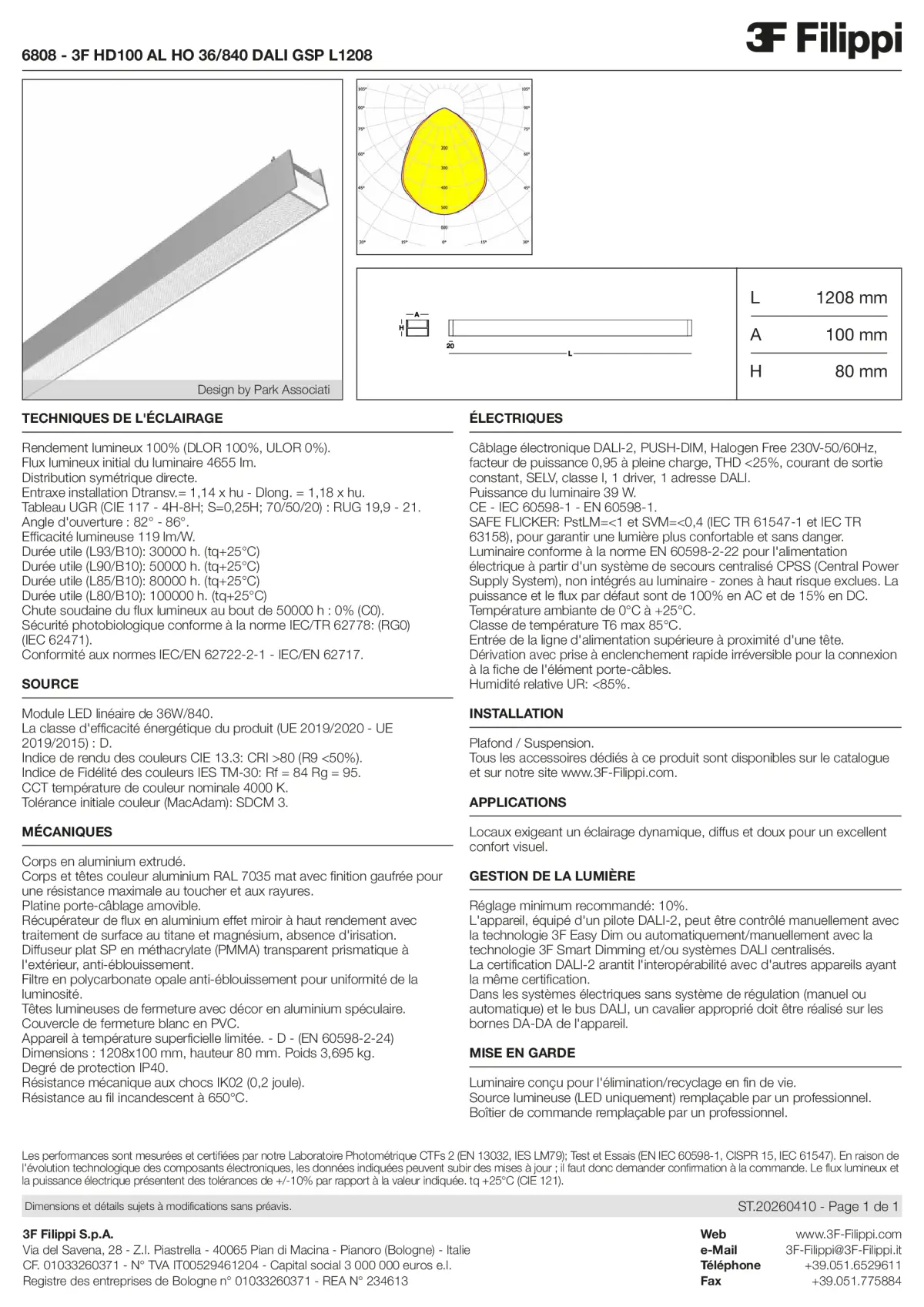 6808 - 3F HD100 AL HO 36-840 DALI GSP L1208 - Datasheet - fr