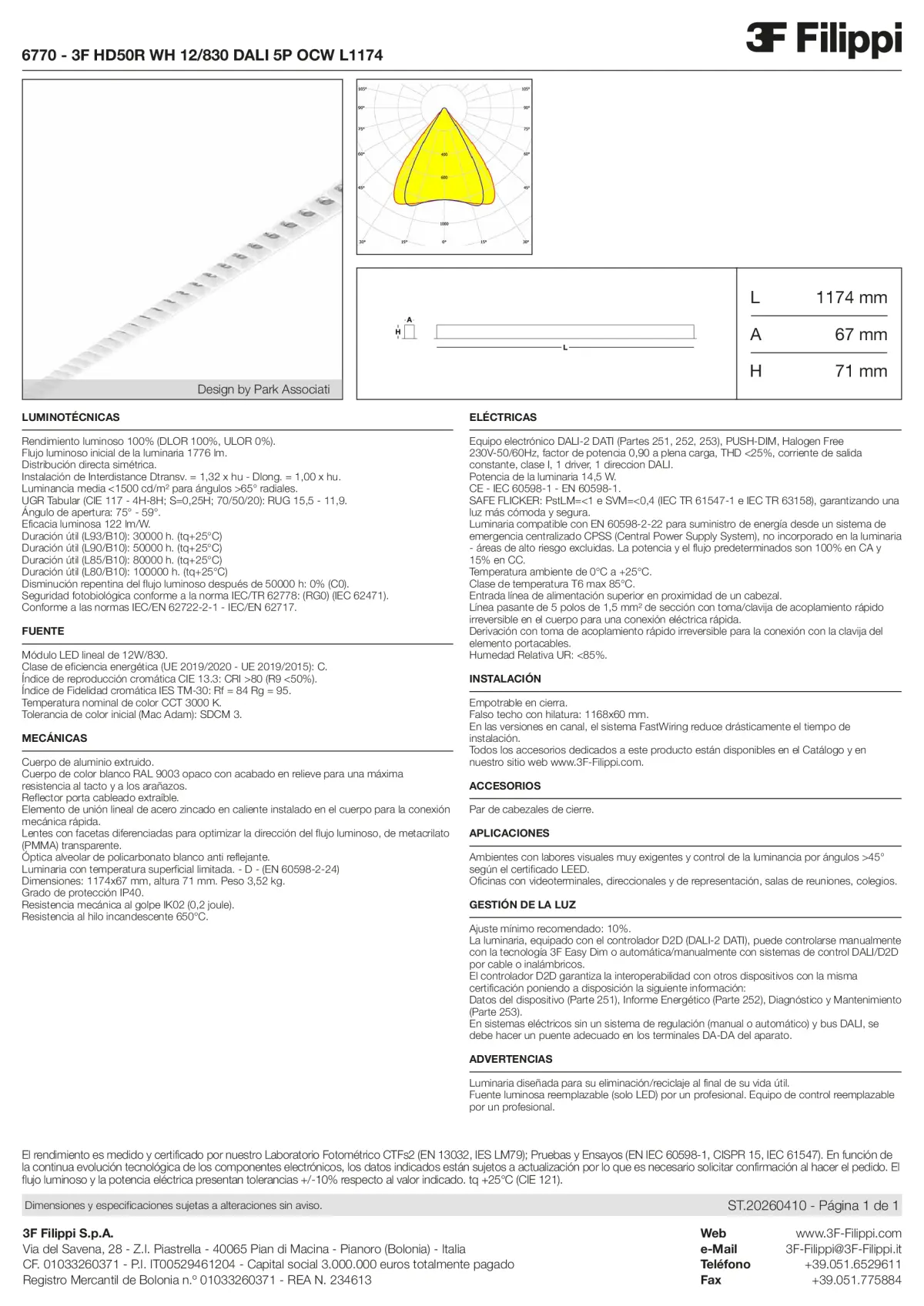 6770 - 3F HD50R WH 12-830 DALI 5P OCW L1174 - Datasheet - es