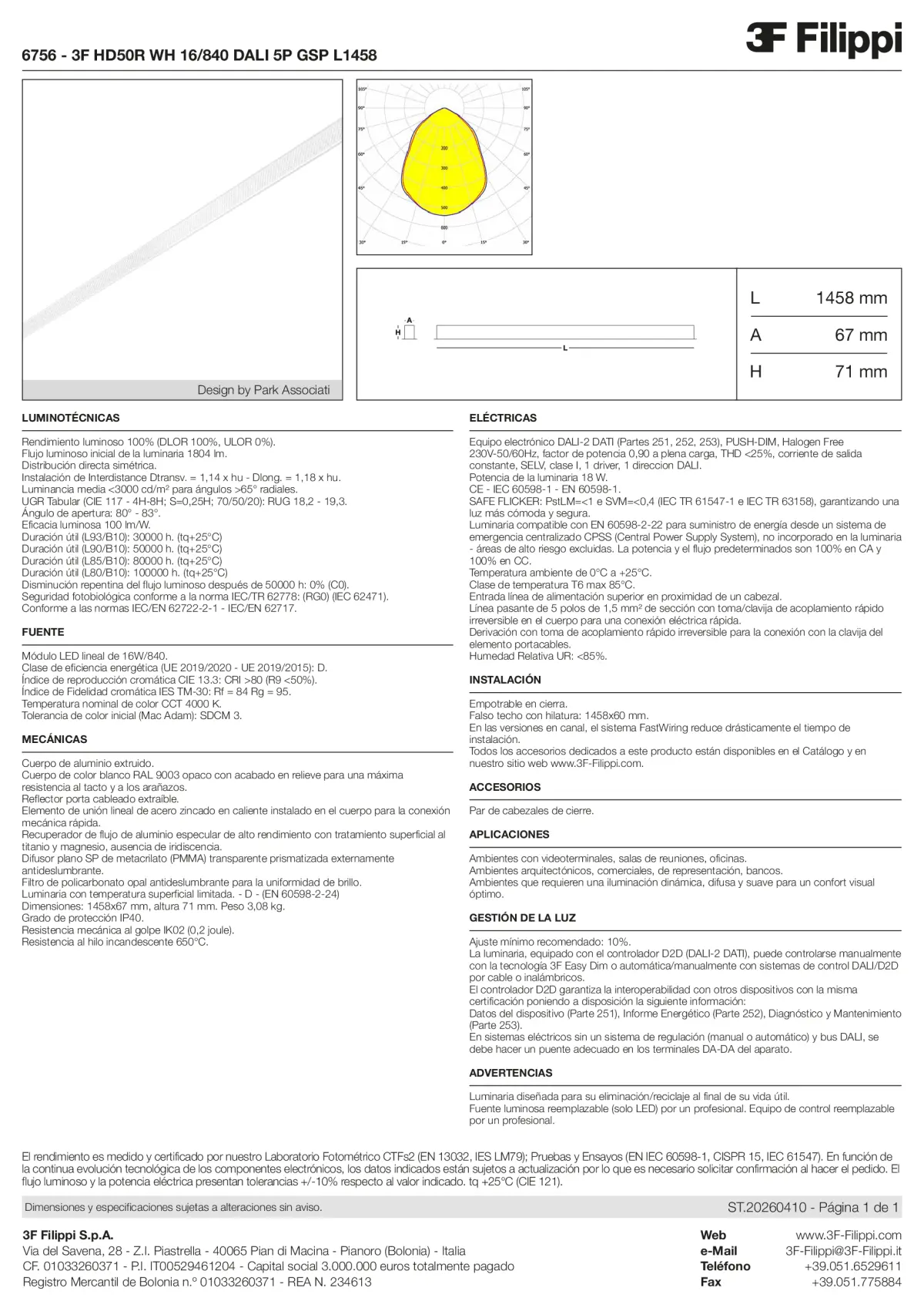 6756 - 3F HD50R WH 16-840 DALI 5P GSP L1458 - Datasheet - es
