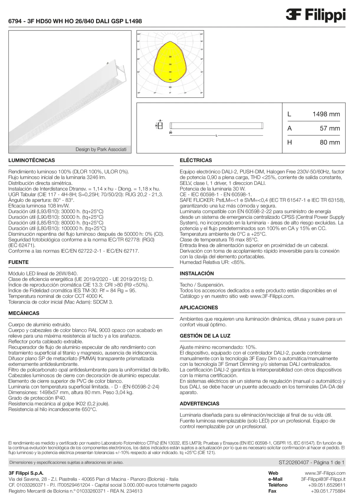 6794 - 3F HD50 WH HO 26-840 DALI GSP L1498 - Datasheet - es