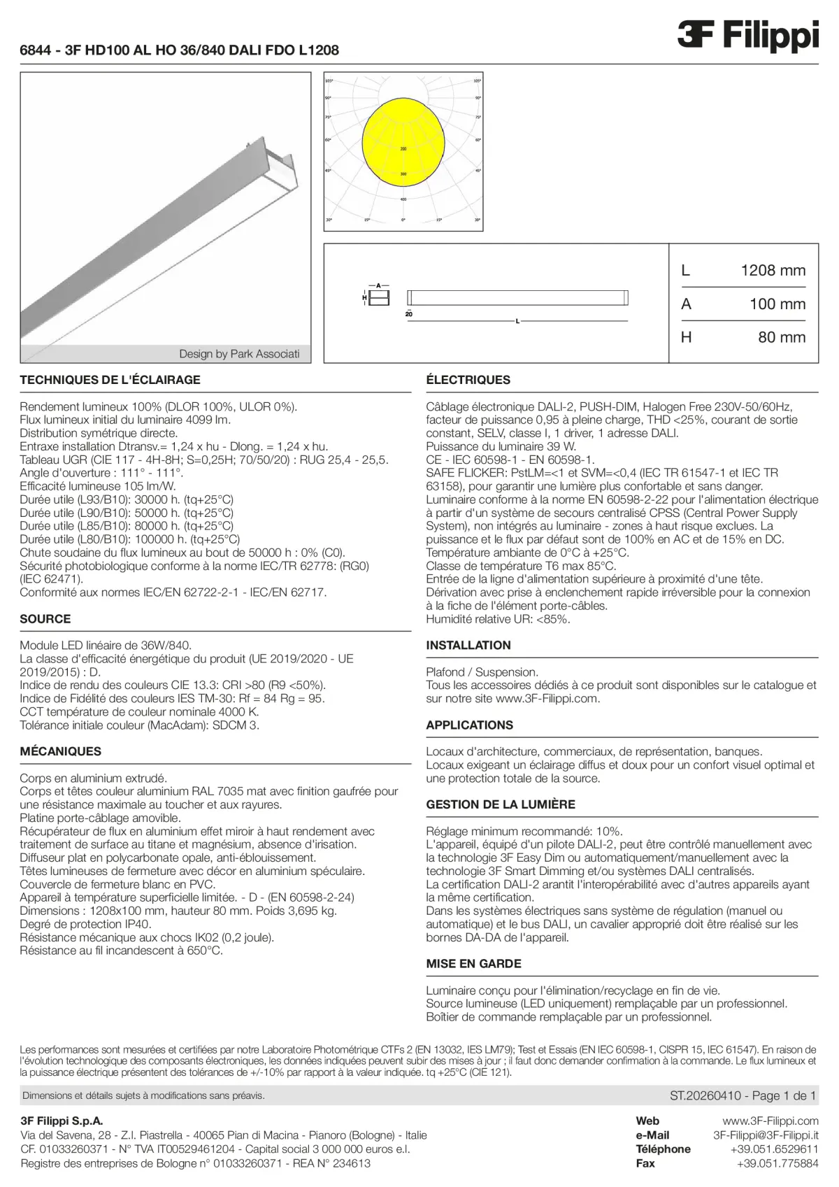 6844 - 3F HD100 AL HO 36-840 DALI FDO L1208 - Datasheet - fr
