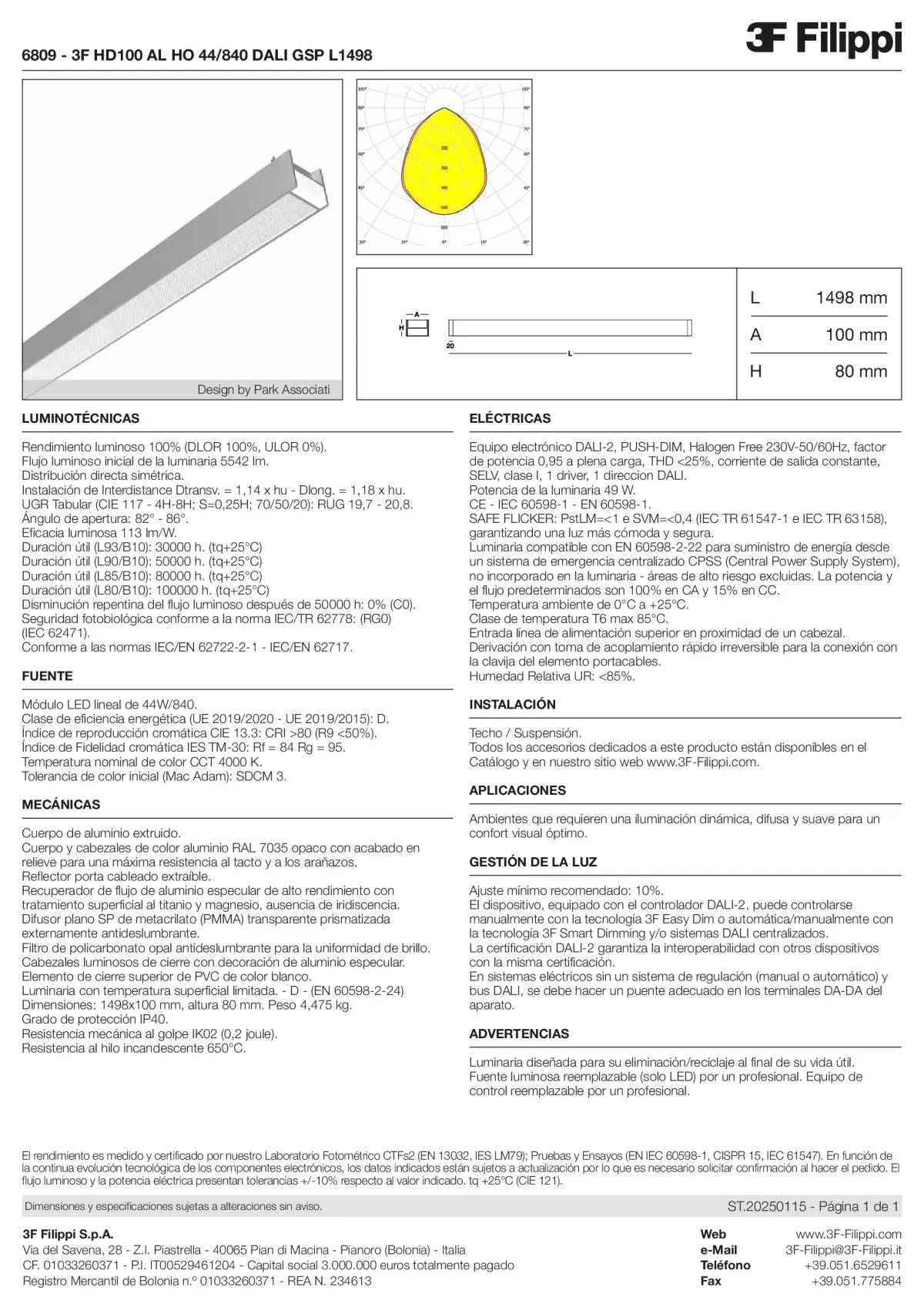 6809 - 3F HD100 AL HO 44-840 DALI GSP L1498 - Datasheet - es