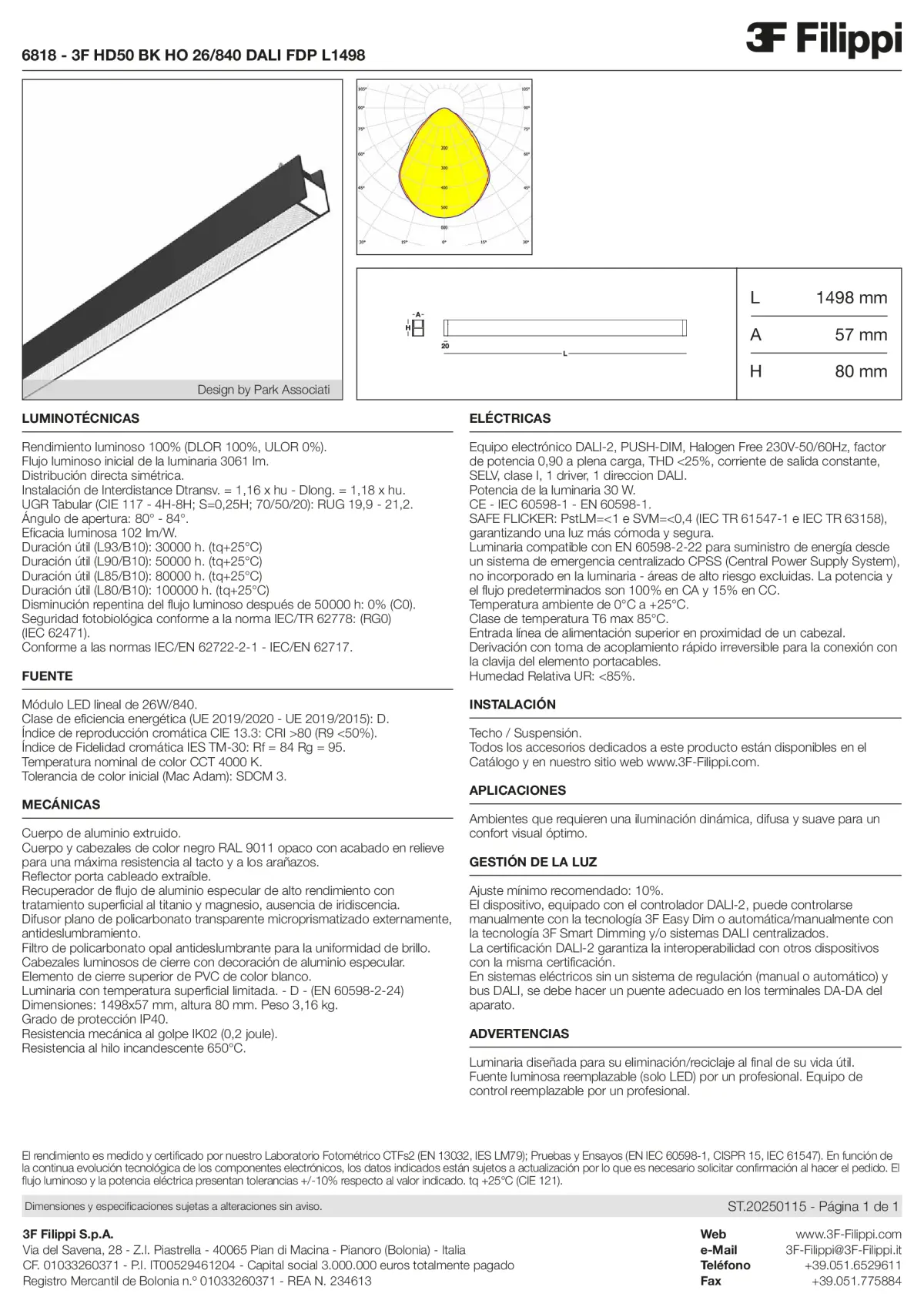 6818 - 3F HD50 BK HO 26-840 DALI FDP L1498 - Datasheet - es