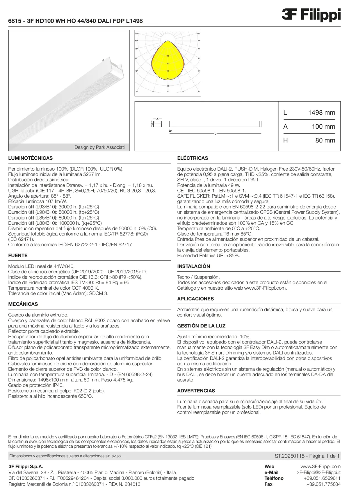 6815 - 3F HD100 WH HO 44-840 DALI FDP L1498 - Datasheet - es