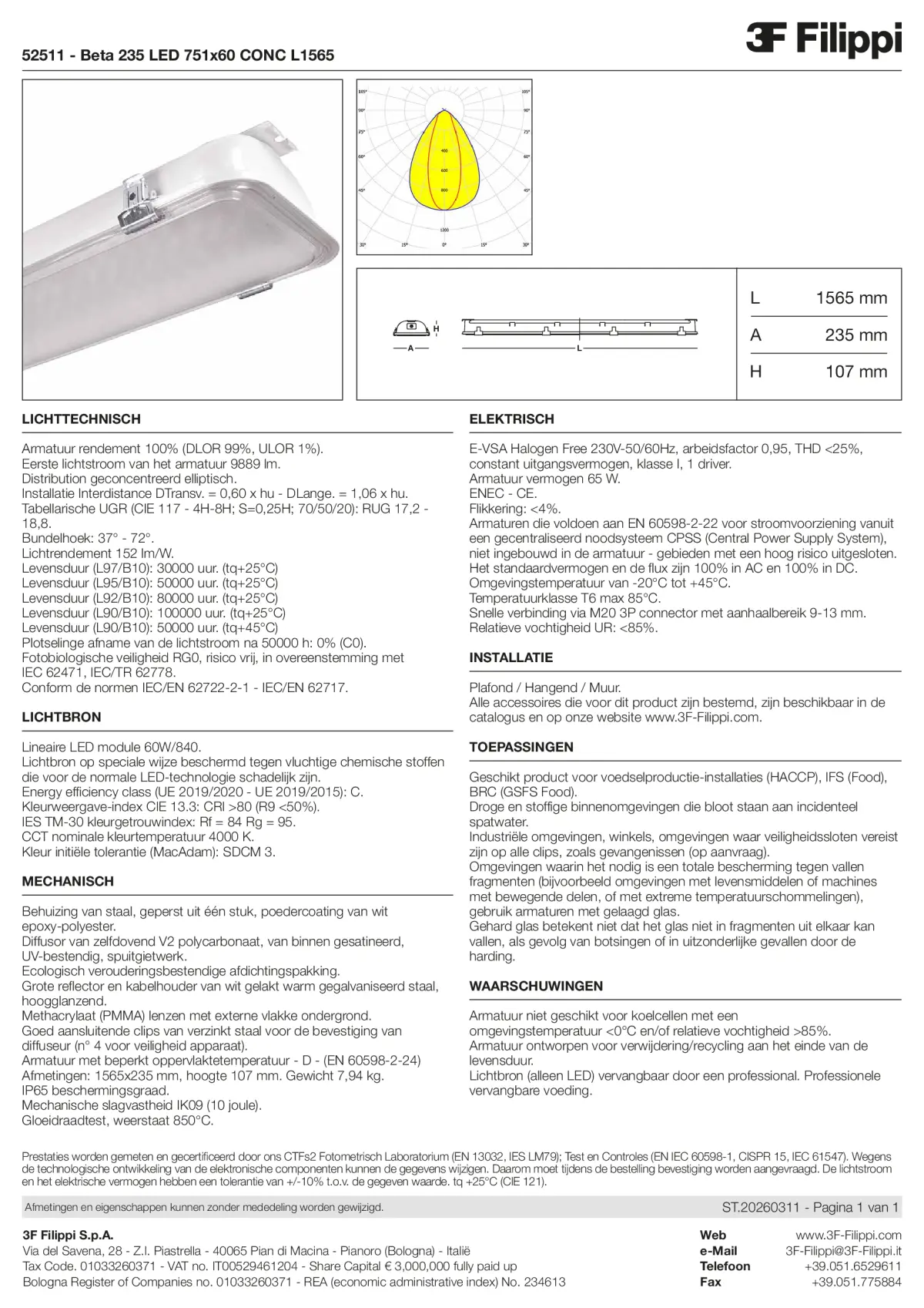 52511 - Beta 235 LED 751x60 CONC L1565 - Datasheet - nl