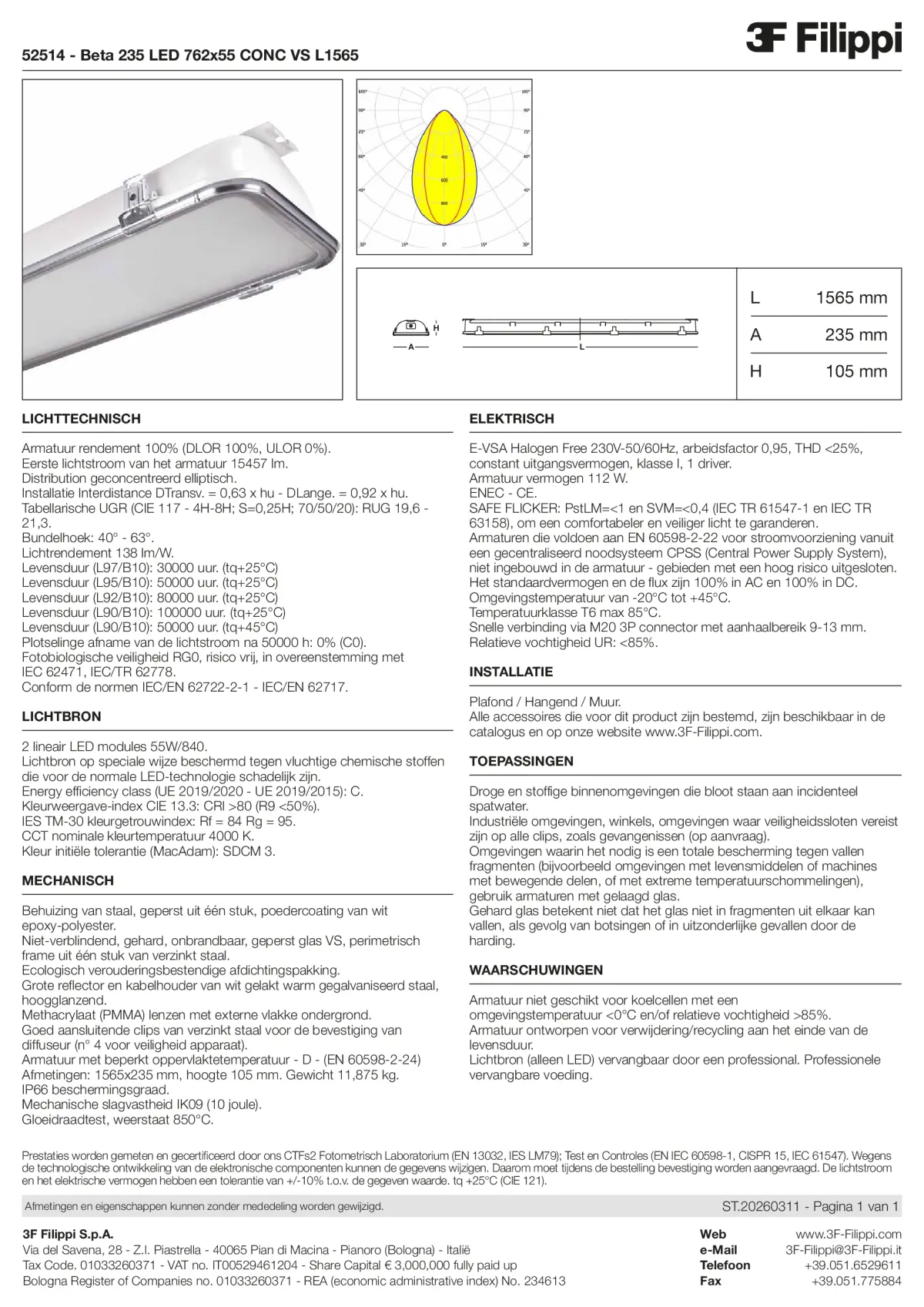 52514 - Beta 235 LED 762x55 CONC VS L1565 - Datasheet - nl