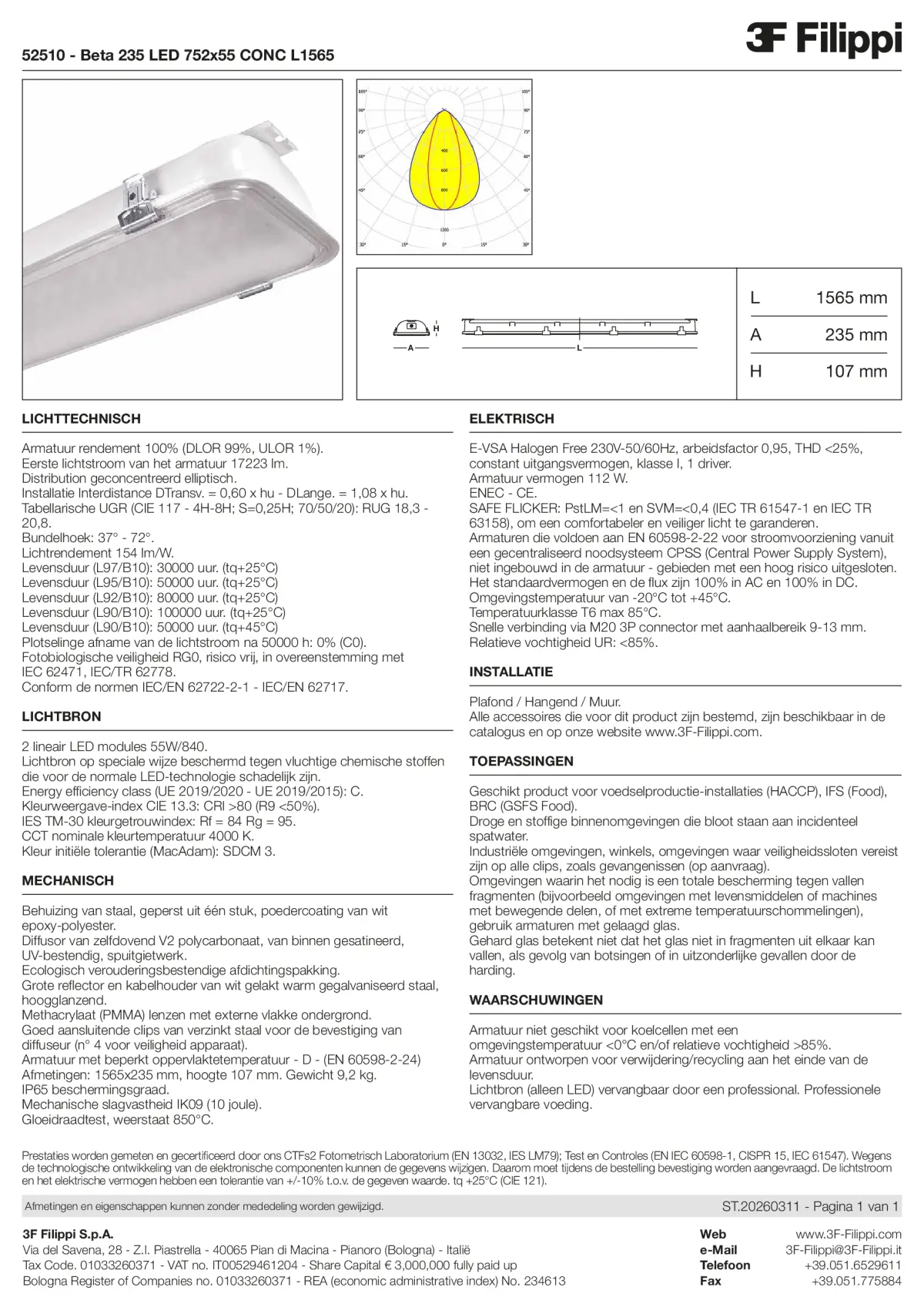 52510 - Beta 235 LED 752x55 CONC L1565 - Datasheet - nl