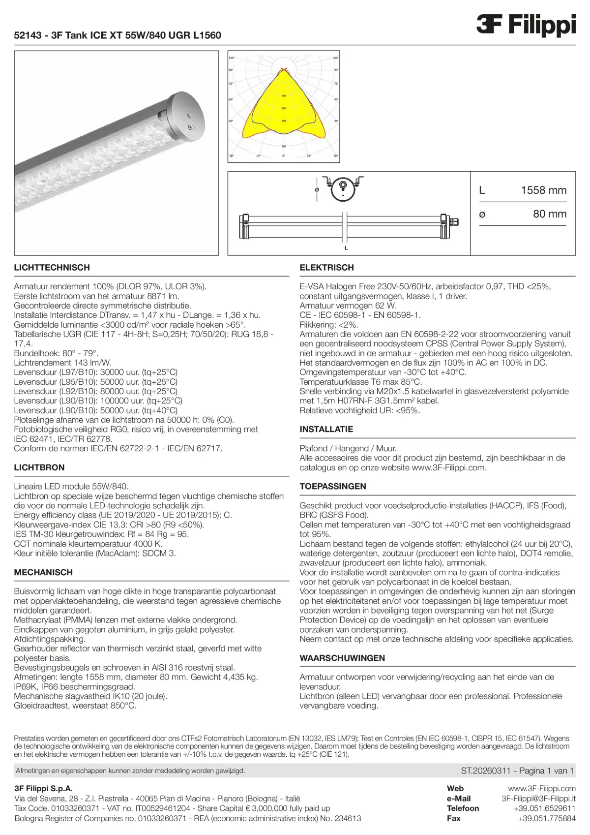 52143 - 3F Tank ICE XT 55W-840 UGR L1560 - Datasheet - nl
