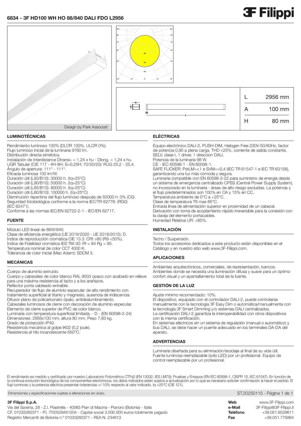 6834 - 3F HD100 WH HO 88-840 DALI FDO L2956 - Datasheet - es