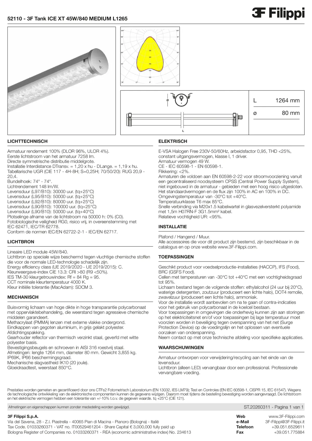52110 - 3F Tank ICE XT 45W-840 MEDIUM L1265 - Datasheet - nl